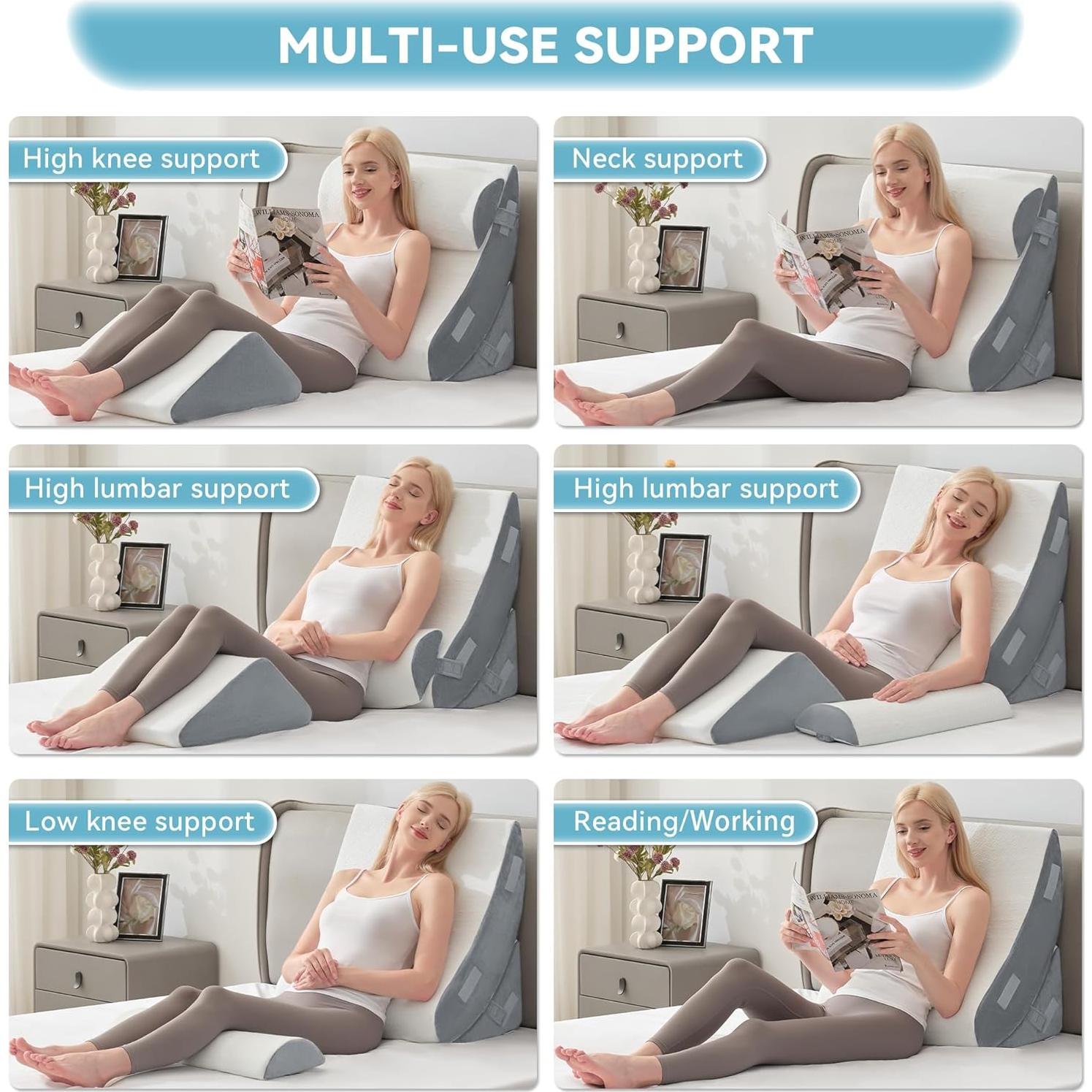 Almohadas en Cuña Kingfun 4 Piezas Espuma Viscoelástica