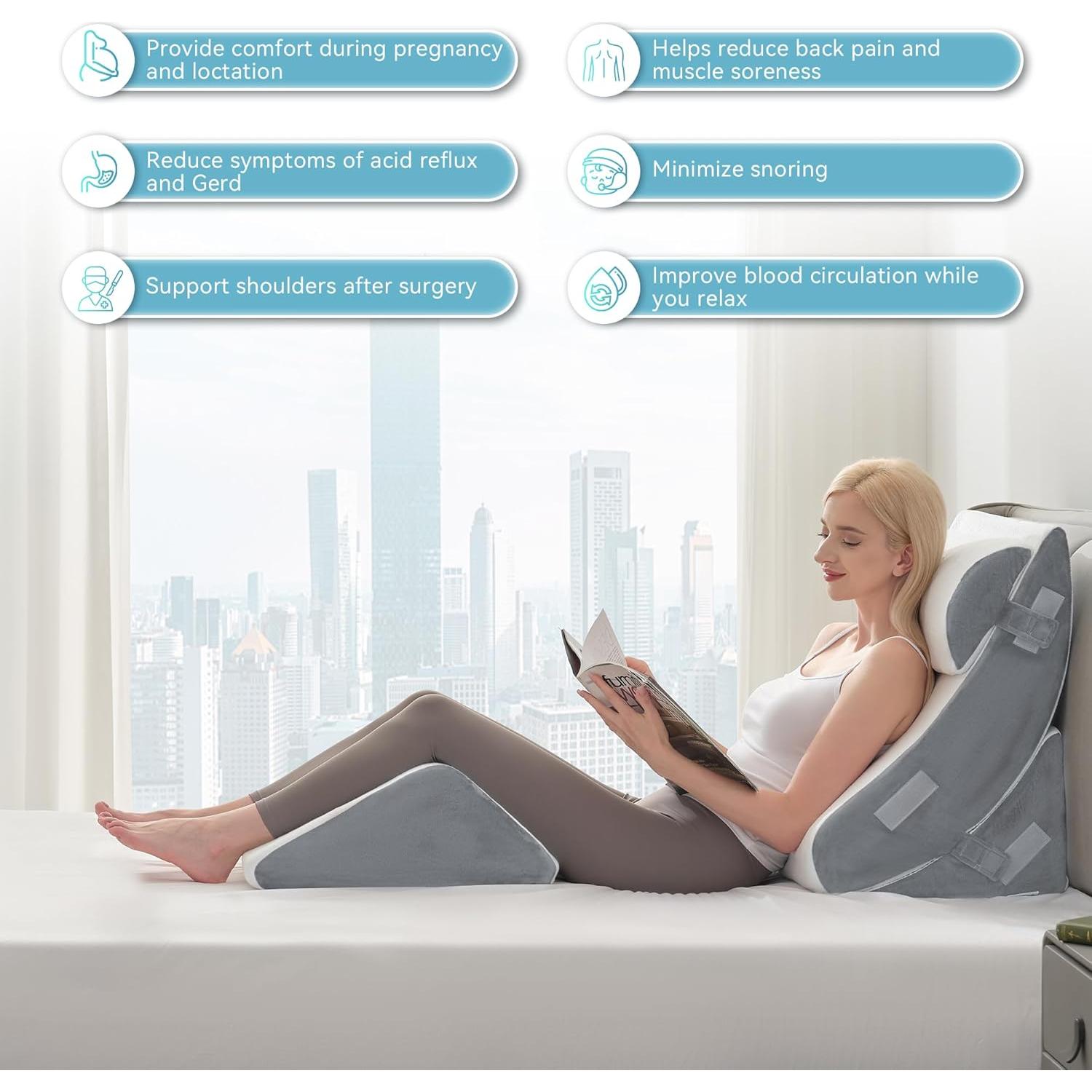 Almohadas en Cuña Kingfun 4 Piezas Espuma Viscoelástica