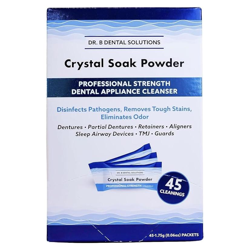 Limpiador en Polvo Dr. B Crystal Soak para Dentaduras - 45 Paquetes