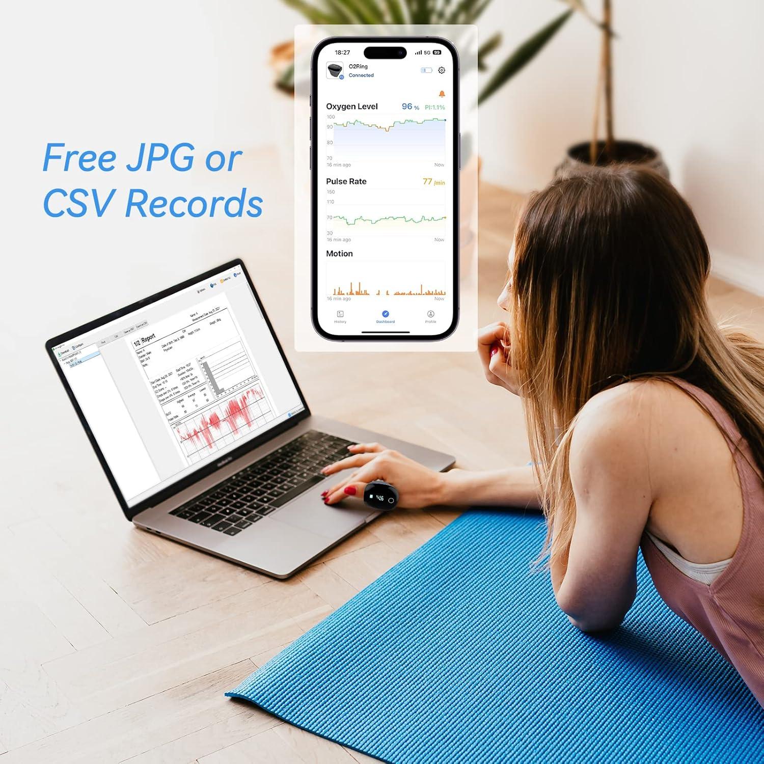 Oxímetro de Pulso Wellue O2ring Bluetooth Recargable 12.19x6.60cm