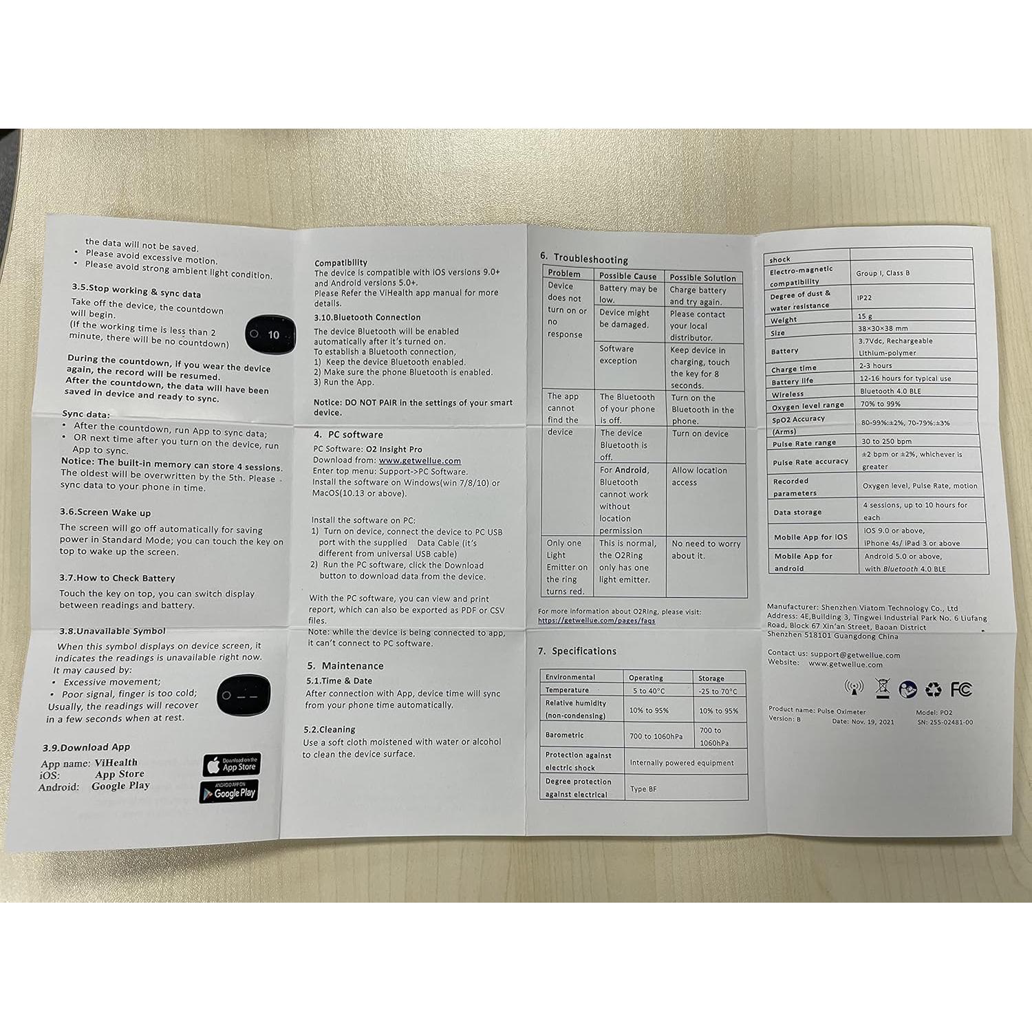 Oxímetro de Pulso Wellue O2ring Bluetooth Recargable 12.19x6.60cm