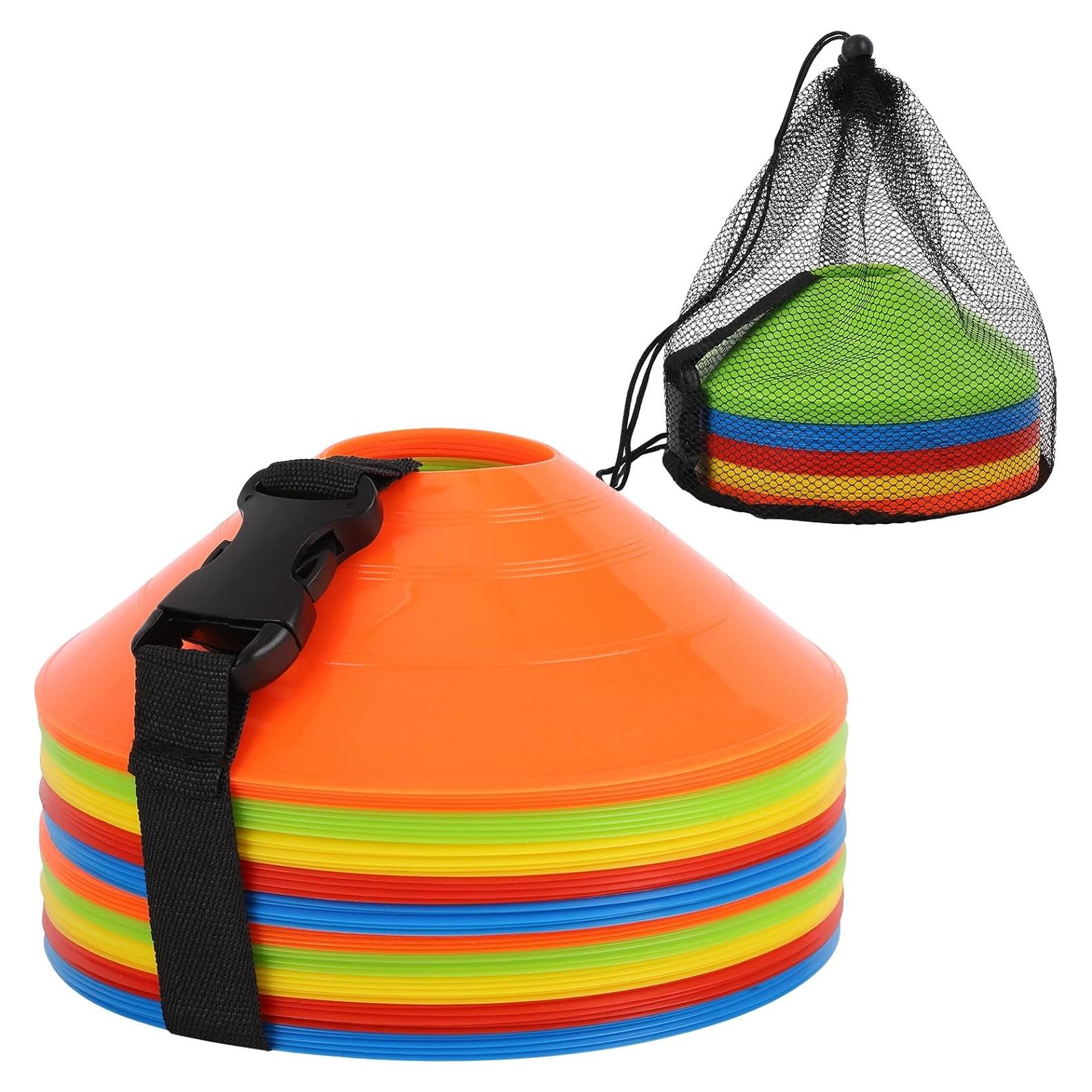 Conos de Fútbol ZICRO 50 Piezas con Bolsa y Correa Multicolor