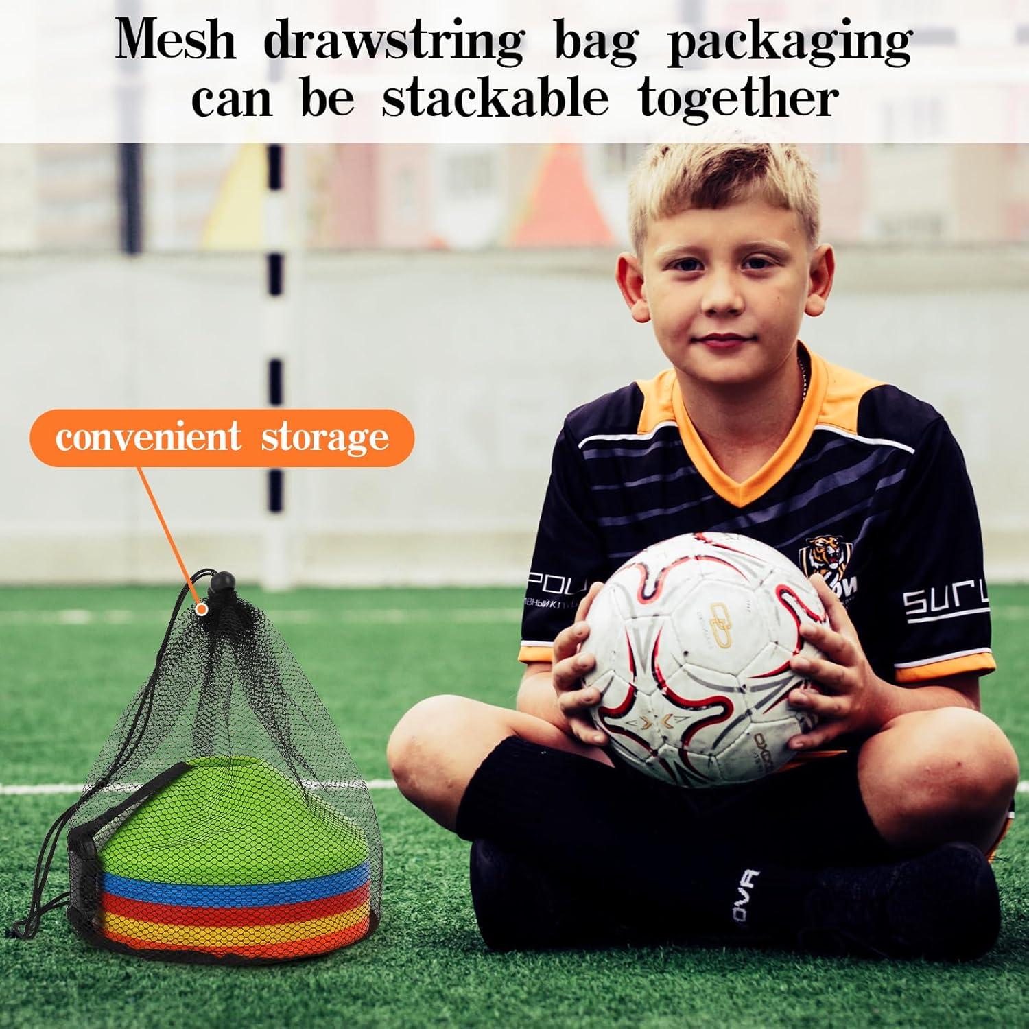 Conos de Fútbol ZICRO 50 Piezas con Bolsa y Correa Multicolor