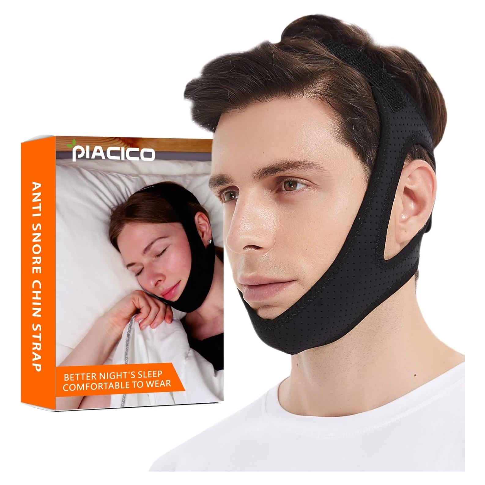 Correa de Barbilla Antironquidos Piacico Ajustable Negro