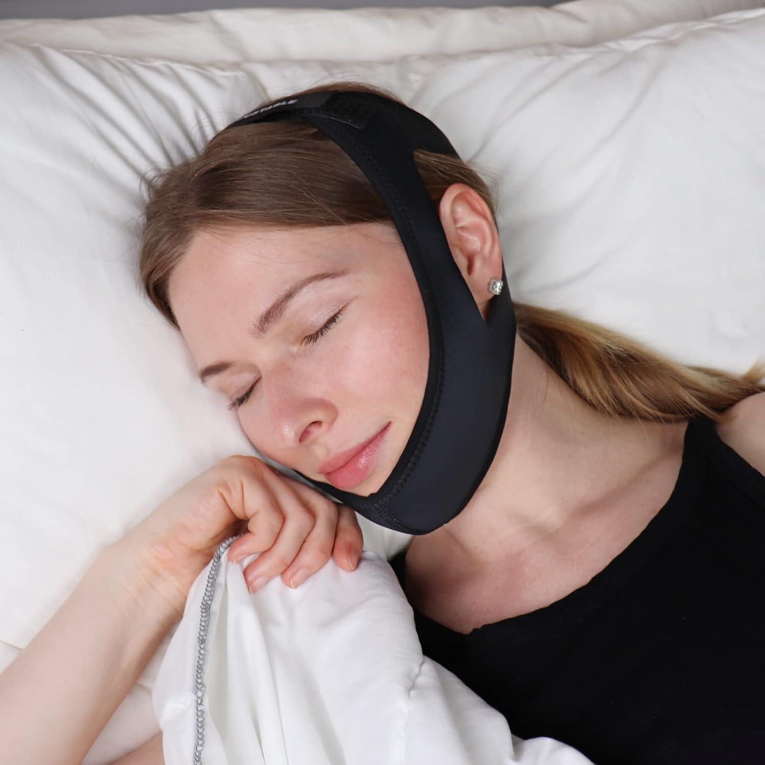 Correa de Barbilla Antironquidos Piacico Ajustable Negro