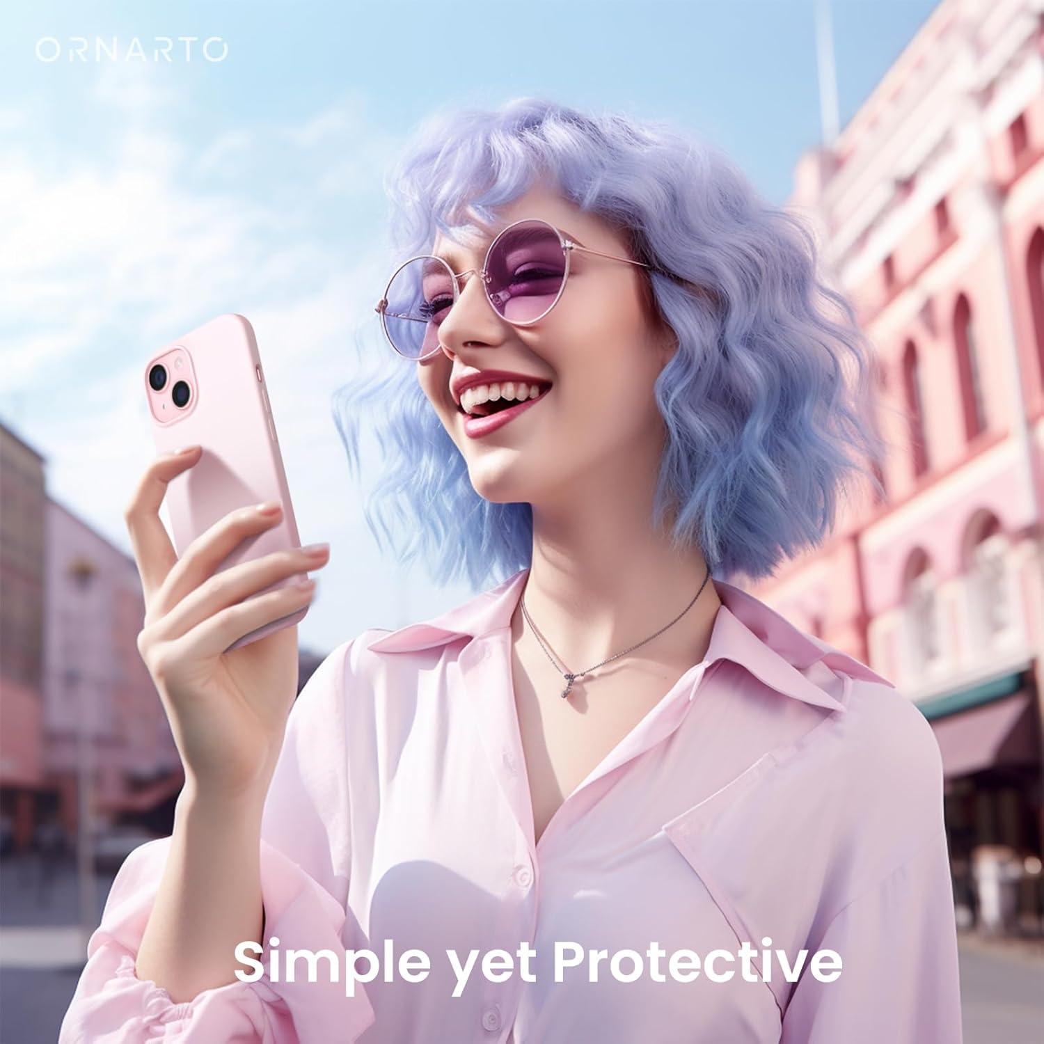 Funda Silicona ORNARTO para iPhone 15 6.1 Rosa Tiza