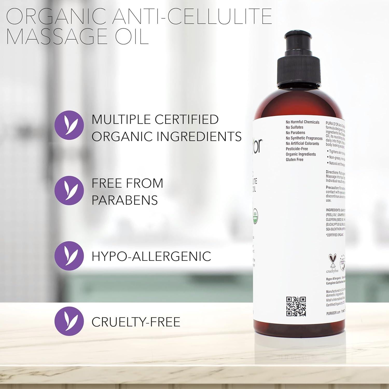 Aceite de Masaje Orgánico Anticelulitis PURA D'OR 473ml