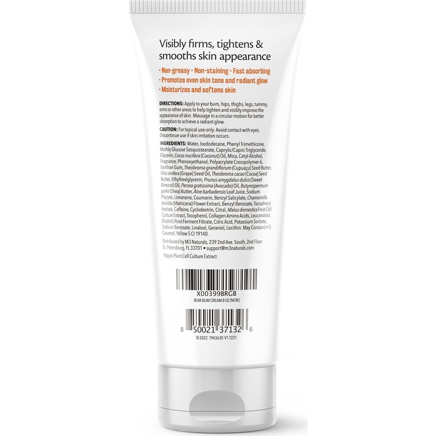 Crema Bum Bum M3 Naturals 236 ml reafirmante y anti celulitis