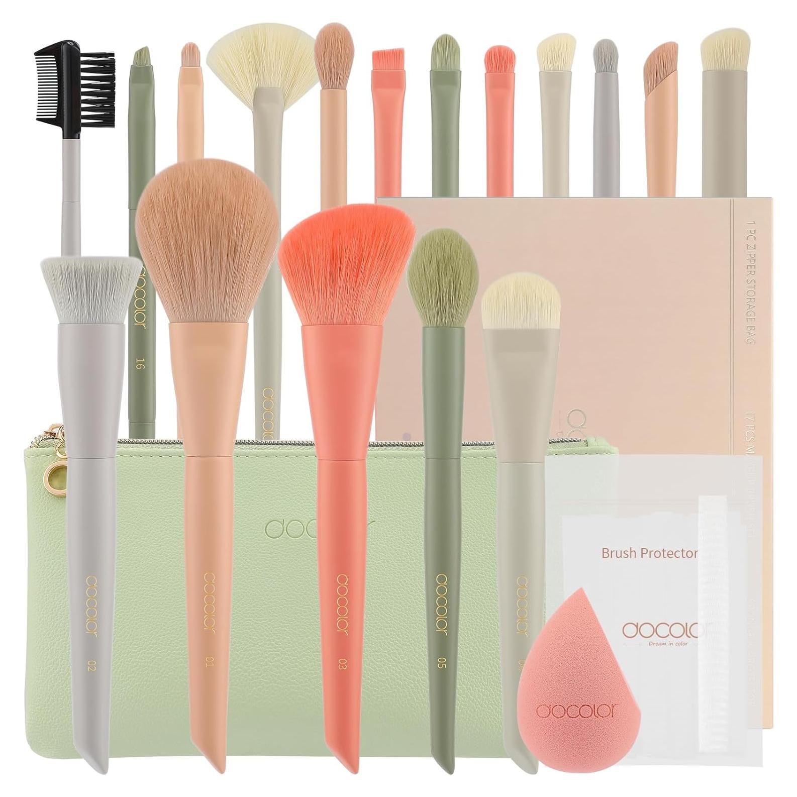 Set de Brochas de Maquillaje Docolor 17 Pcs con Bolsa