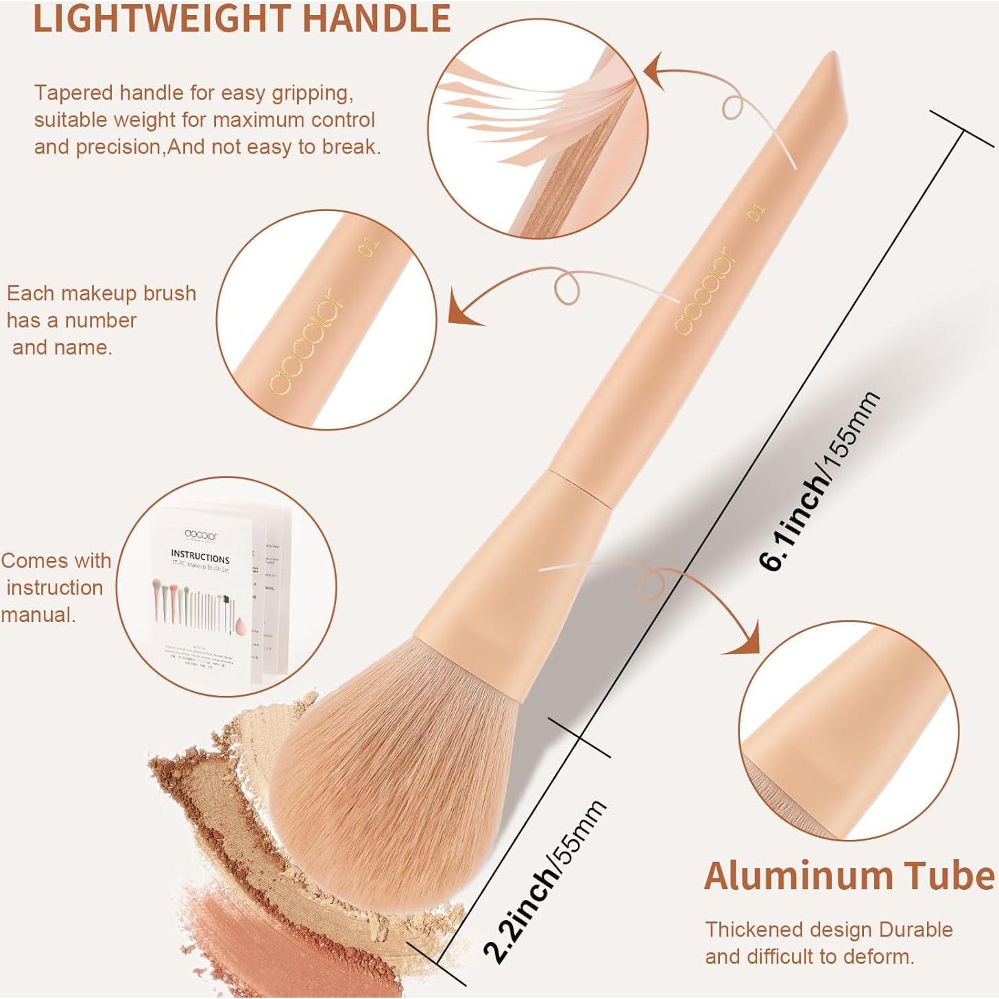 Set de Brochas de Maquillaje Docolor 17 Pcs con Bolsa