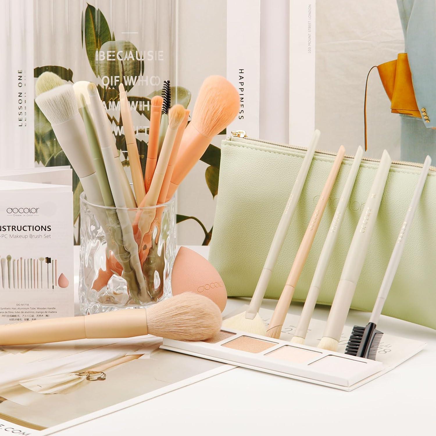 Set de Brochas de Maquillaje Docolor 17 Pcs con Bolsa