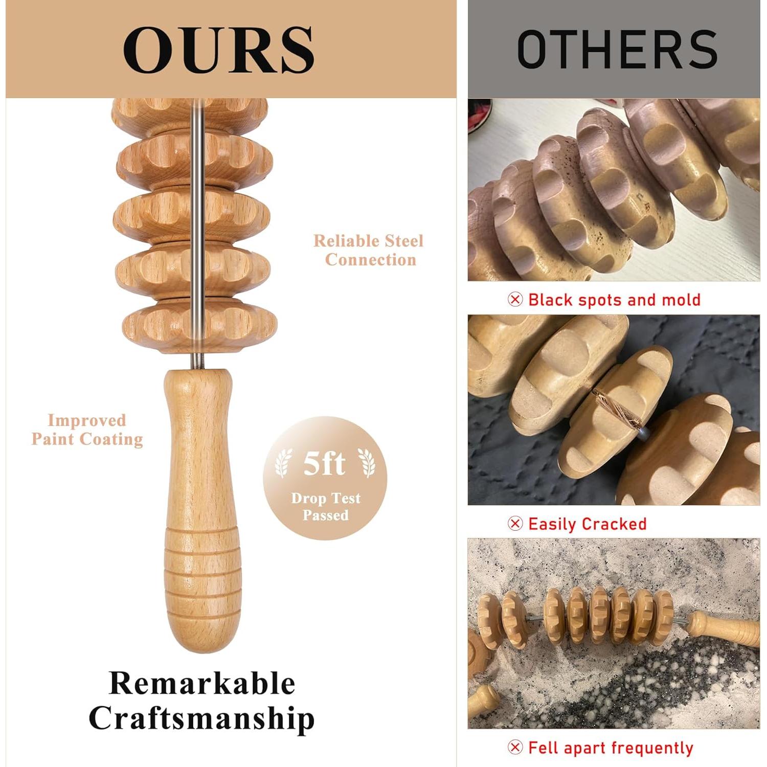 Rodillo de Masaje de Madera Xokocli Curvado para Drenaje