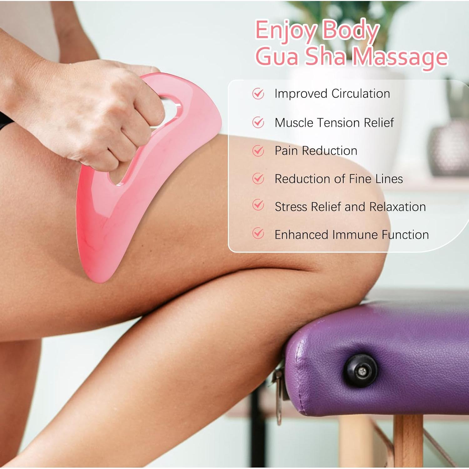 Masajeador Gua Sha AICNLY Grande Rosa Drenaje Linfático