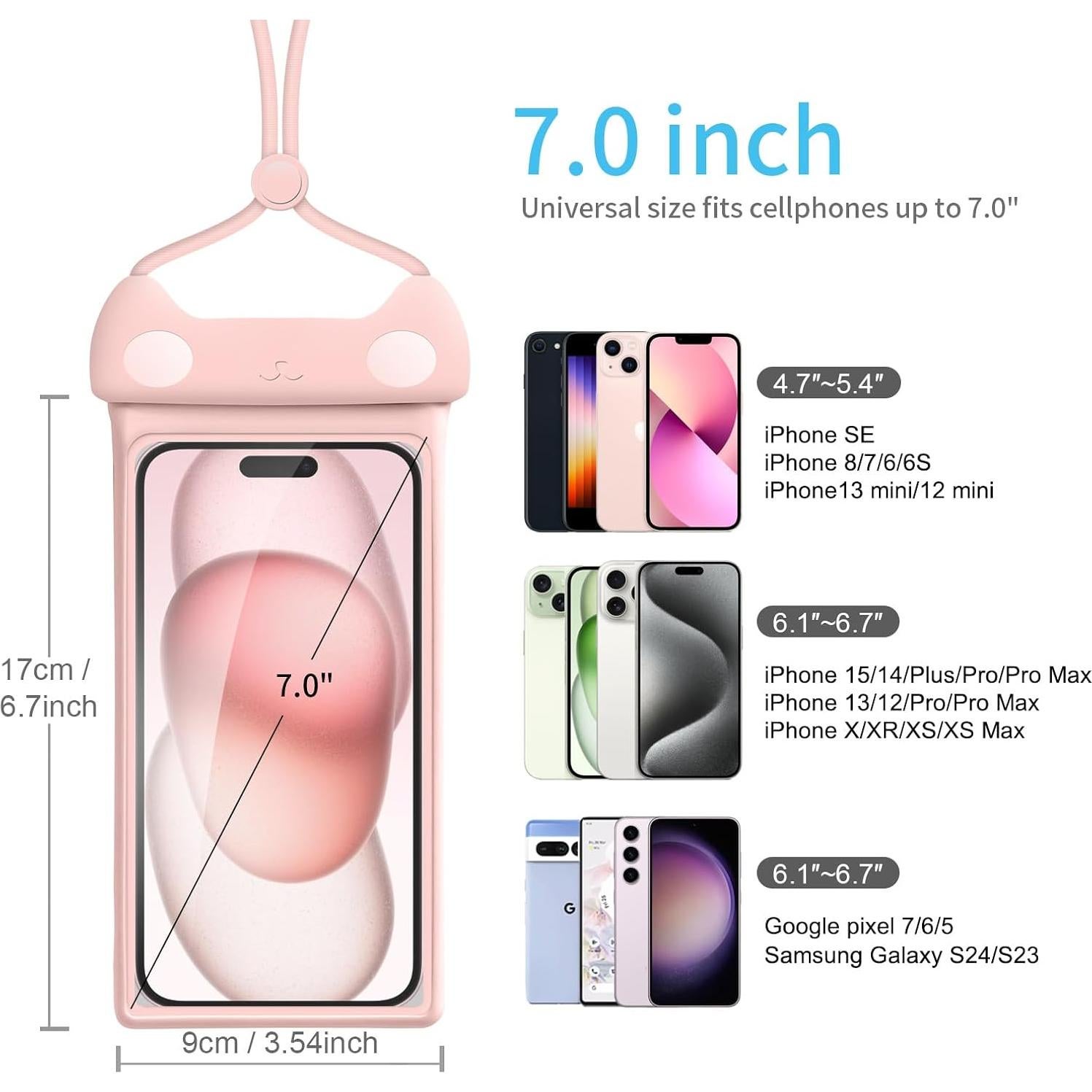 Wellhouse Funda Impermeable Gatito 3D para Smartphone 7"