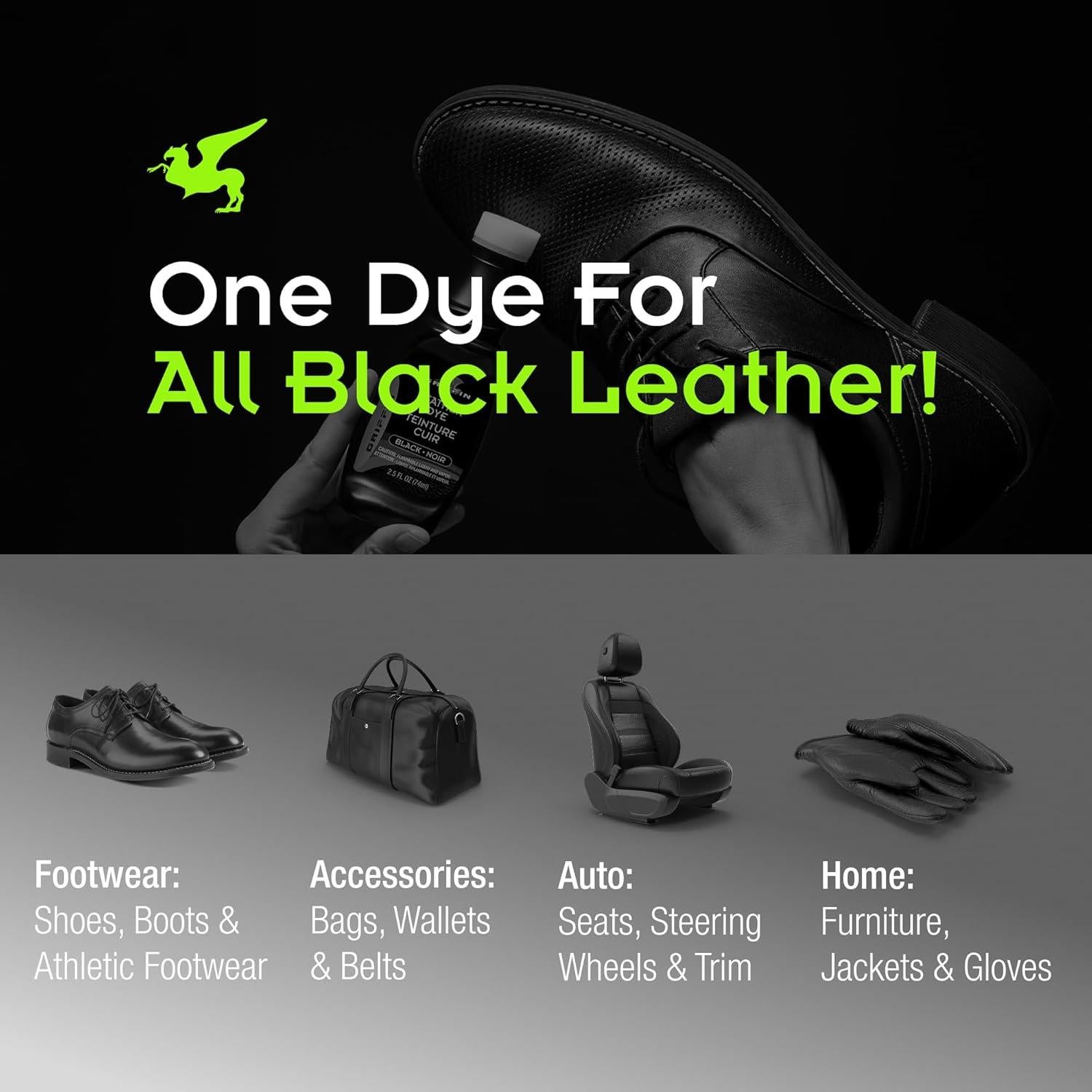 Tinte de Cuero Negro Griffin 70.87g - Repara Zapatos y Botas