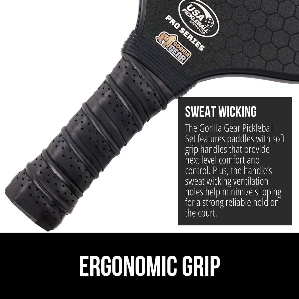 Conjunto de Pickleball GORILLA GRIP 2 Palas y 4 Pelotas
