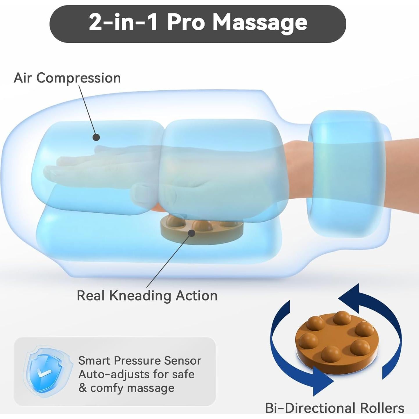 Masajeador de Manos KingPavonini Inalámbrico con Calor y Compresión