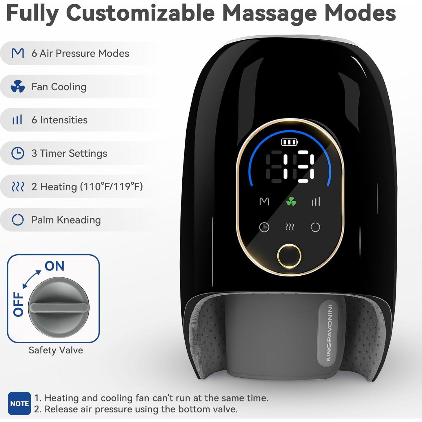 Masajeador de Manos KingPavonini Inalámbrico con Calor y Compresión