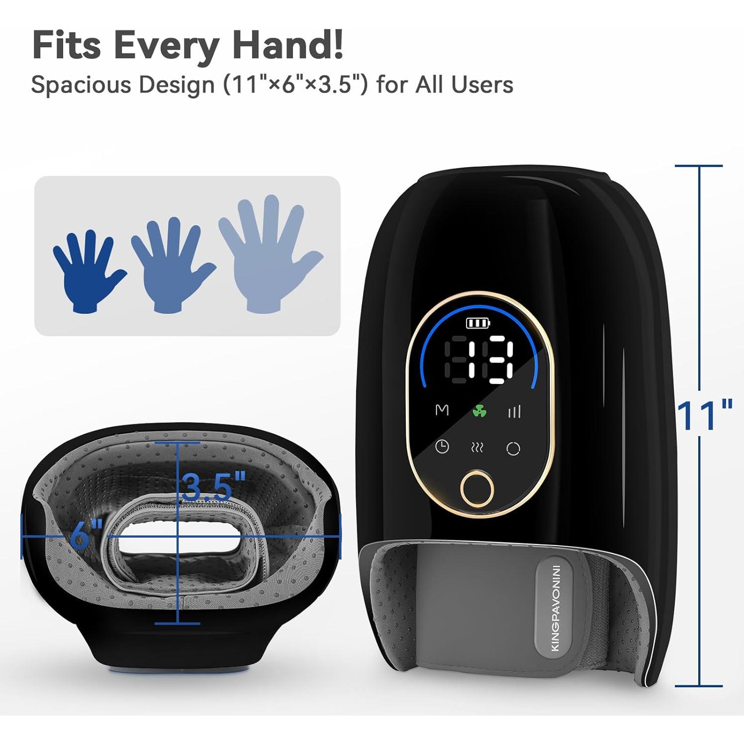 Masajeador de Manos KingPavonini Inalámbrico con Calor y Compresión