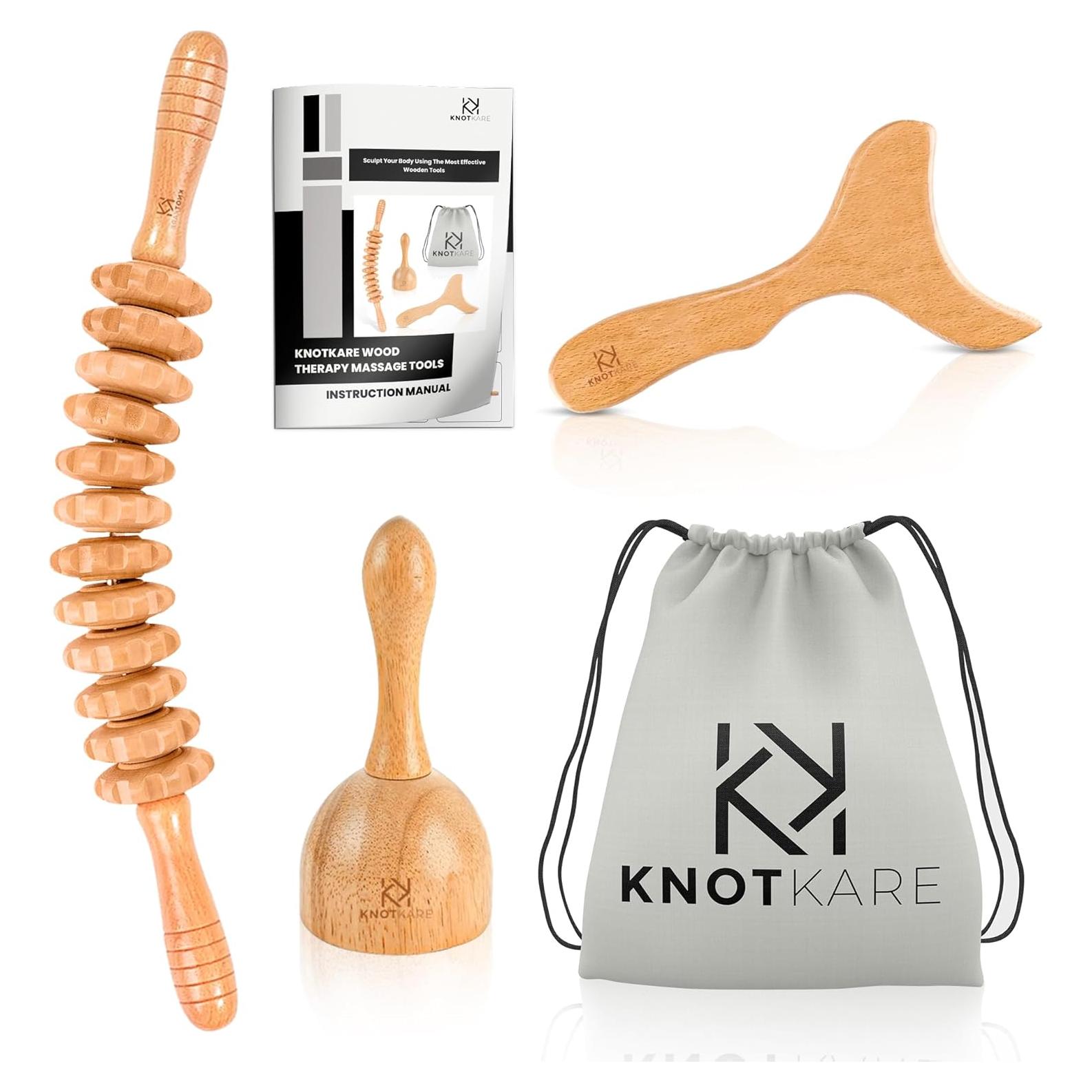 Kit de Masaje de Madera KNOTKARE 3 en 1 para Drenaje Linfático