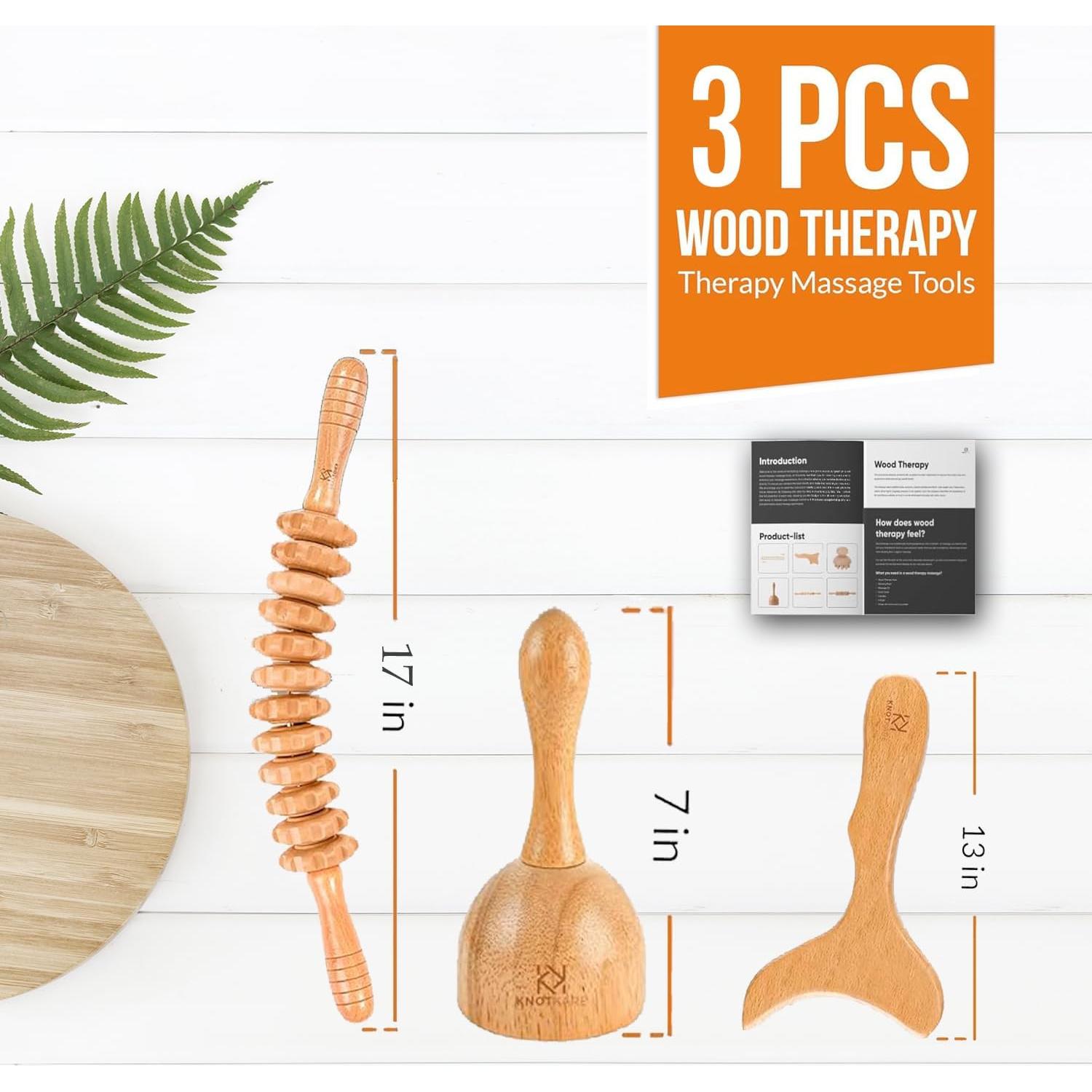 Kit de Masaje de Madera KNOTKARE 3 en 1 para Drenaje Linfático