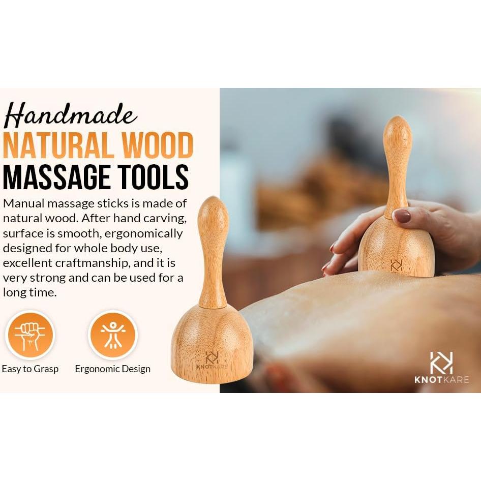 Kit de Masaje de Madera KNOTKARE 3 en 1 para Drenaje Linfático