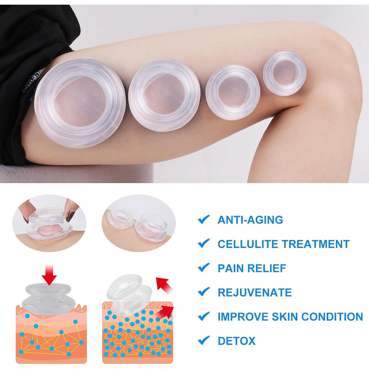 Juego de Ventosas de Silicona H-BDAY para Masaje y Celulitis