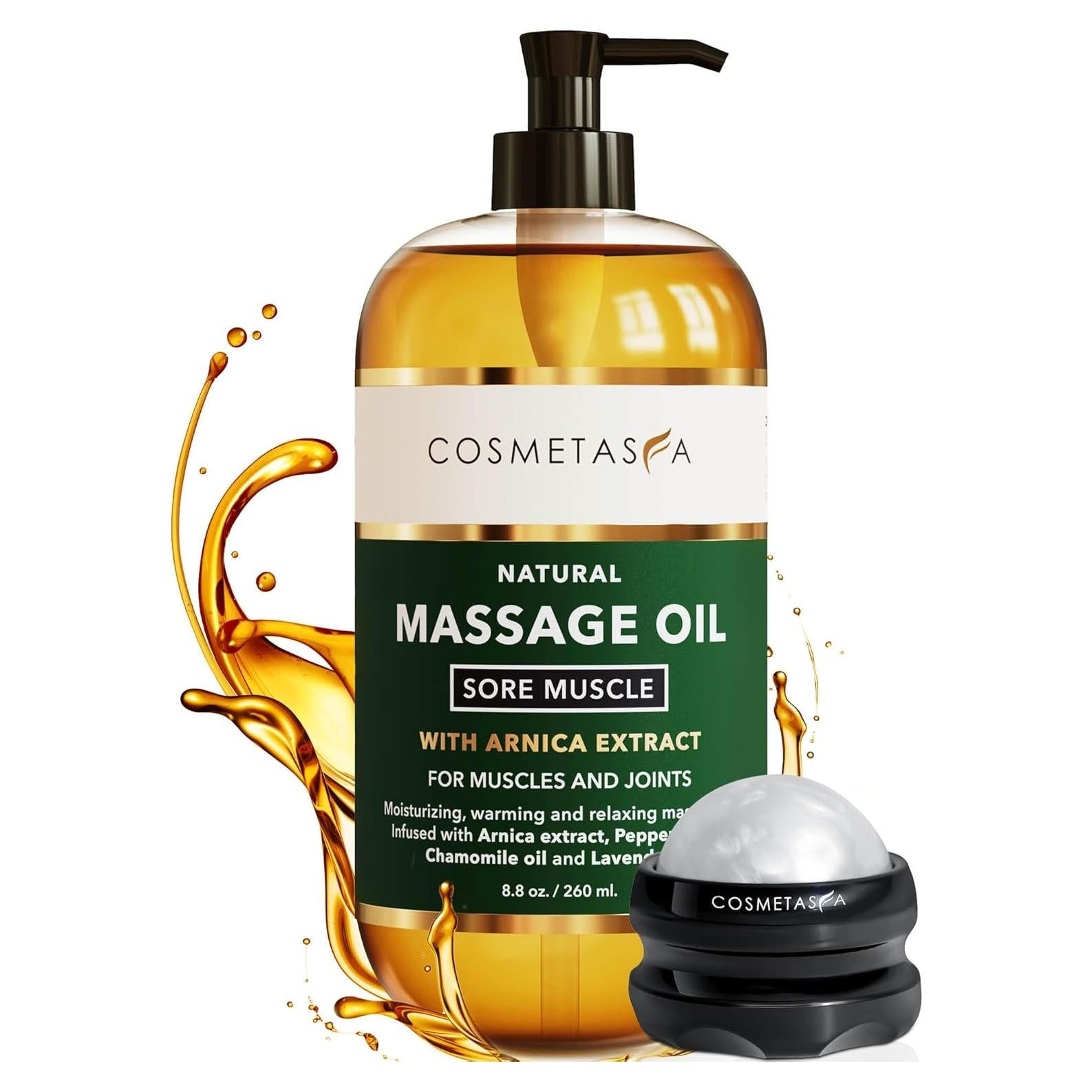 Aceite de Masaje Cosmetasa con Bola Rodante 425g - Alivio Muscular