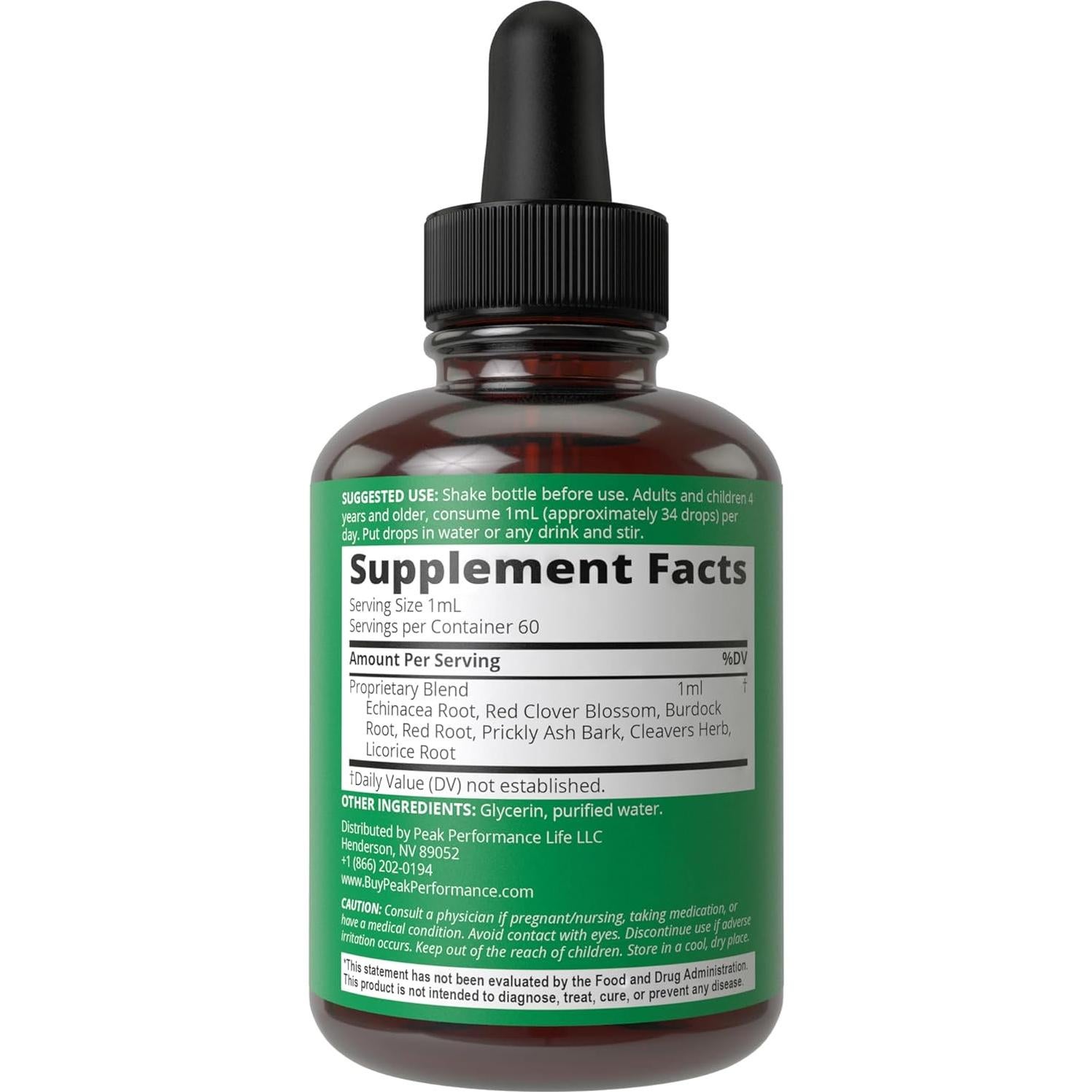 Gotas Drenaje Linfático Peak Performance 7-en-1 Vegano