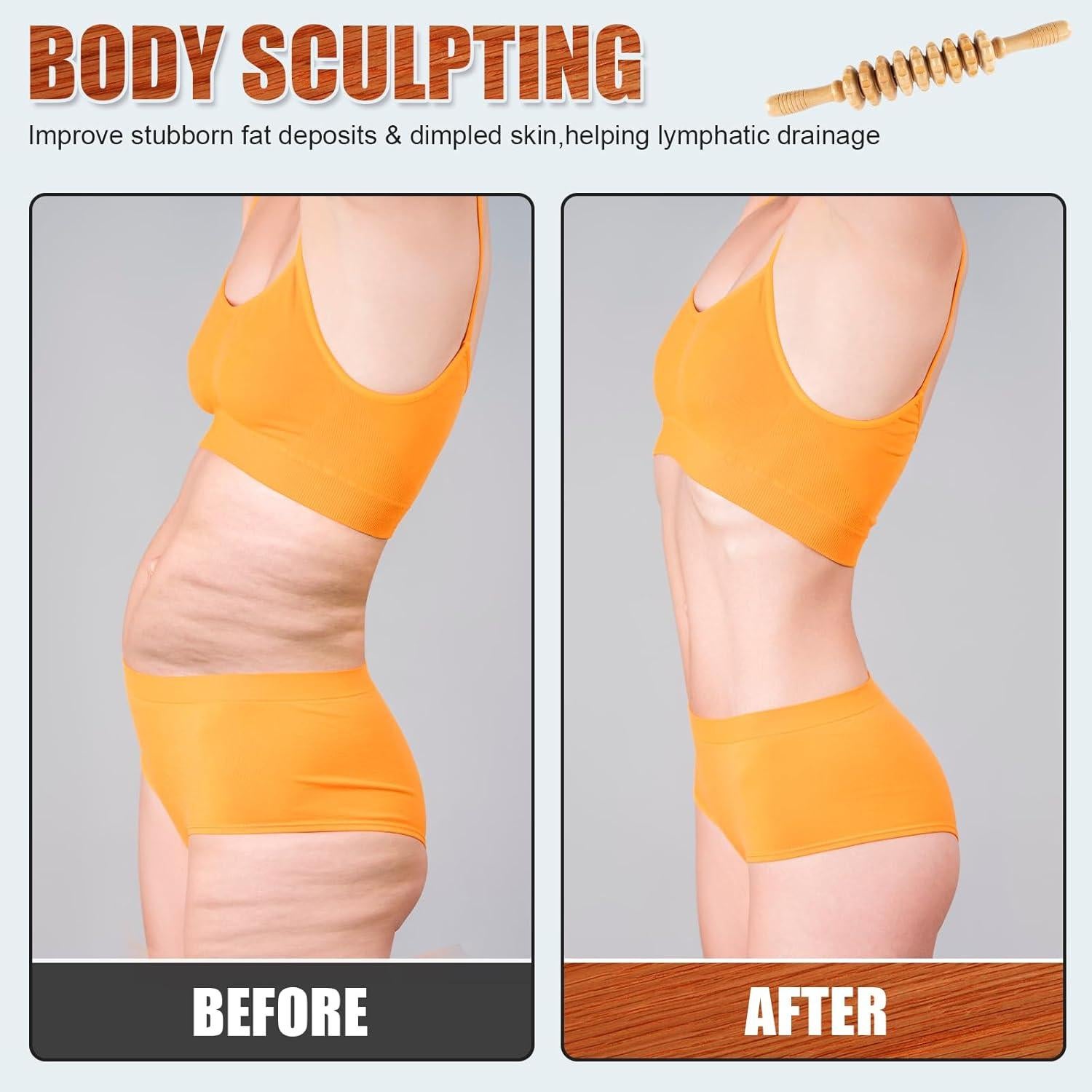 Rodillo de Masaje de Madera KintKita 9 Rodillos Anticelulitis