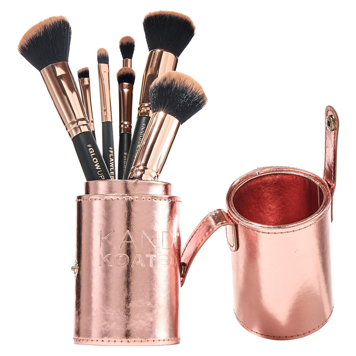 Juego de Brochas de Maquillaje Kandi Koated con Estuche de Viaje
