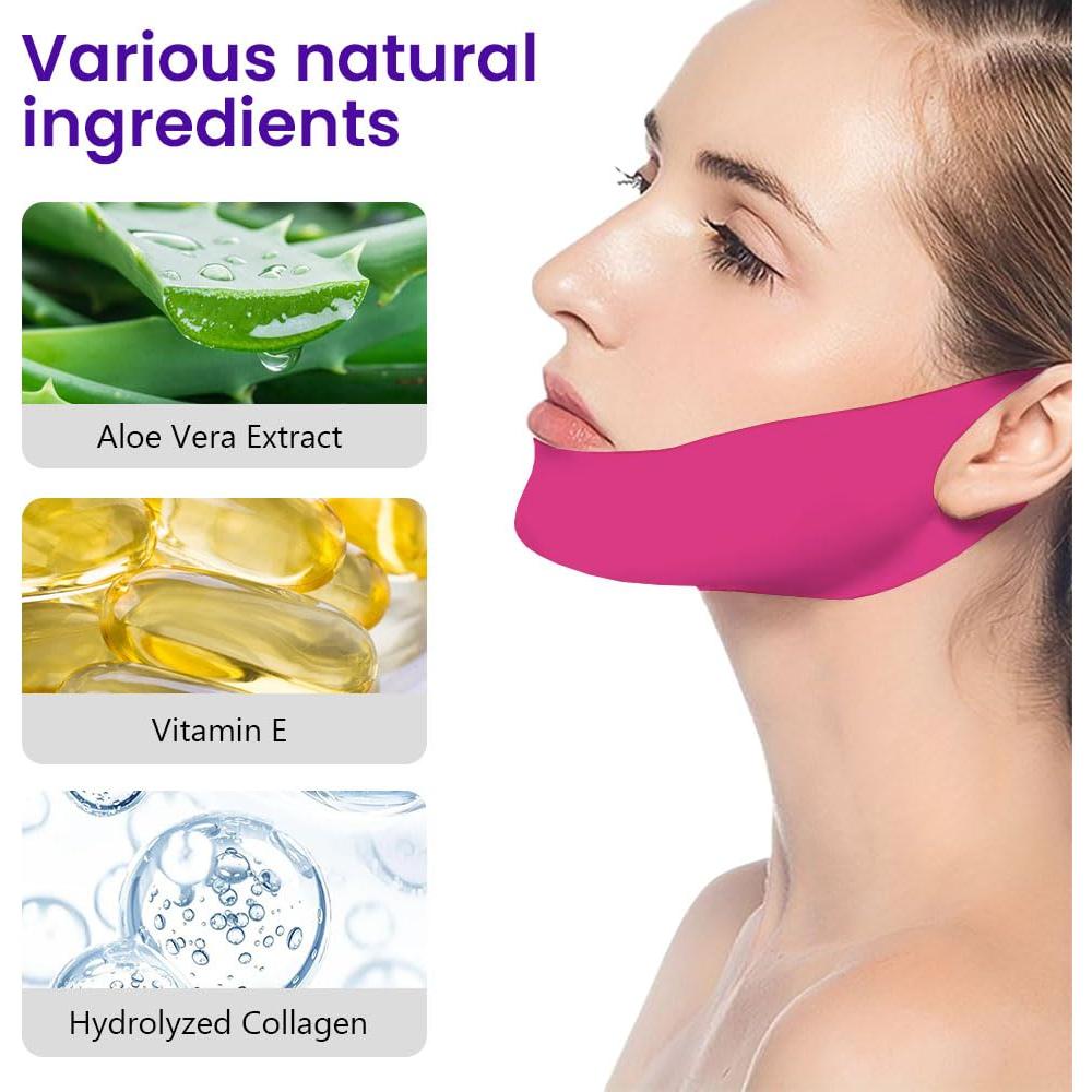 Banda Elevadora Facial Kaely 8Pcs Rojo Hidratante