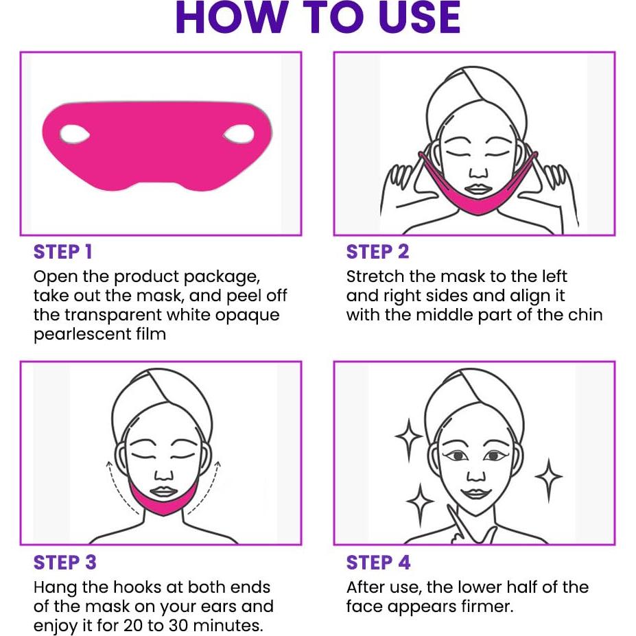 Banda Elevadora Facial Kaely 8Pcs Rojo Hidratante