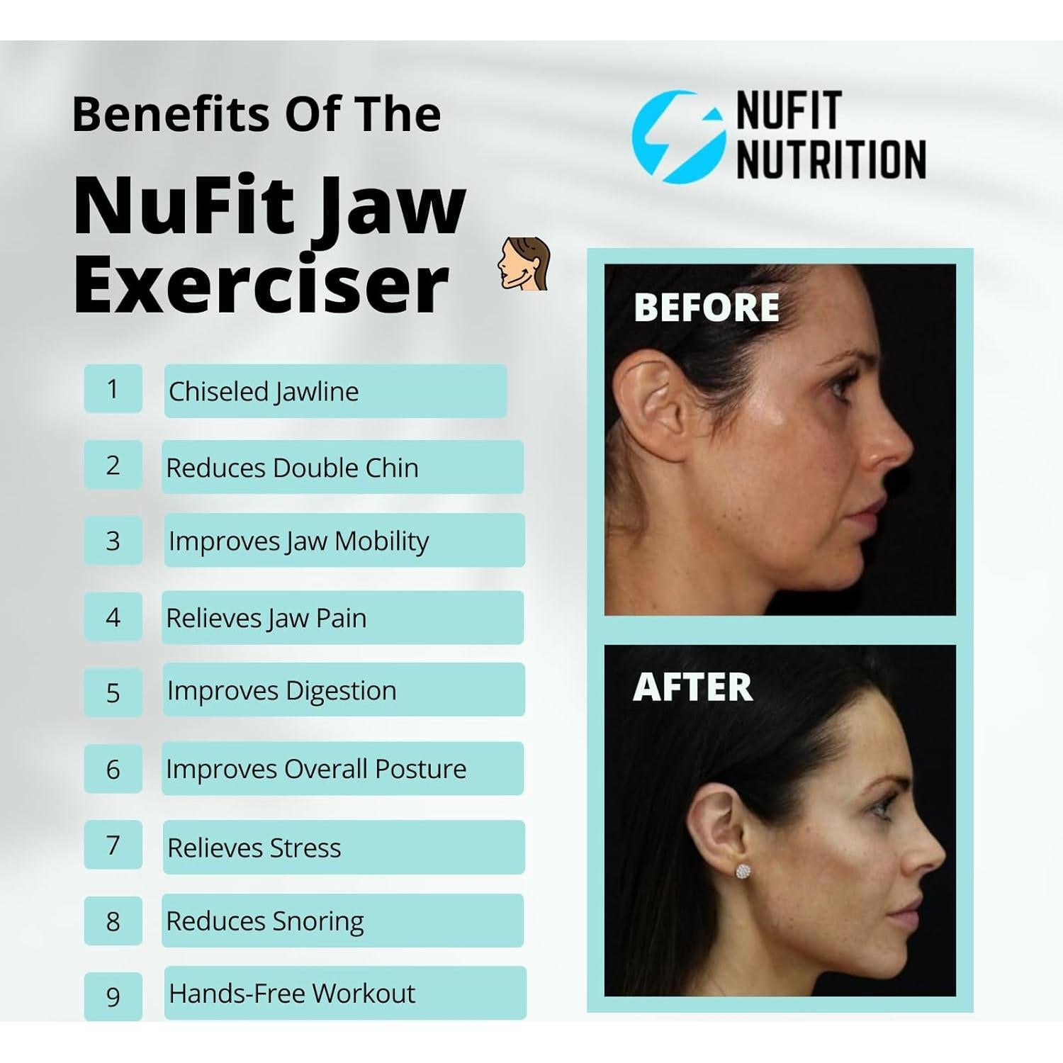 Ejercitador de Mandíbula NuFit Nutrition - 3 Niveles Resistencia