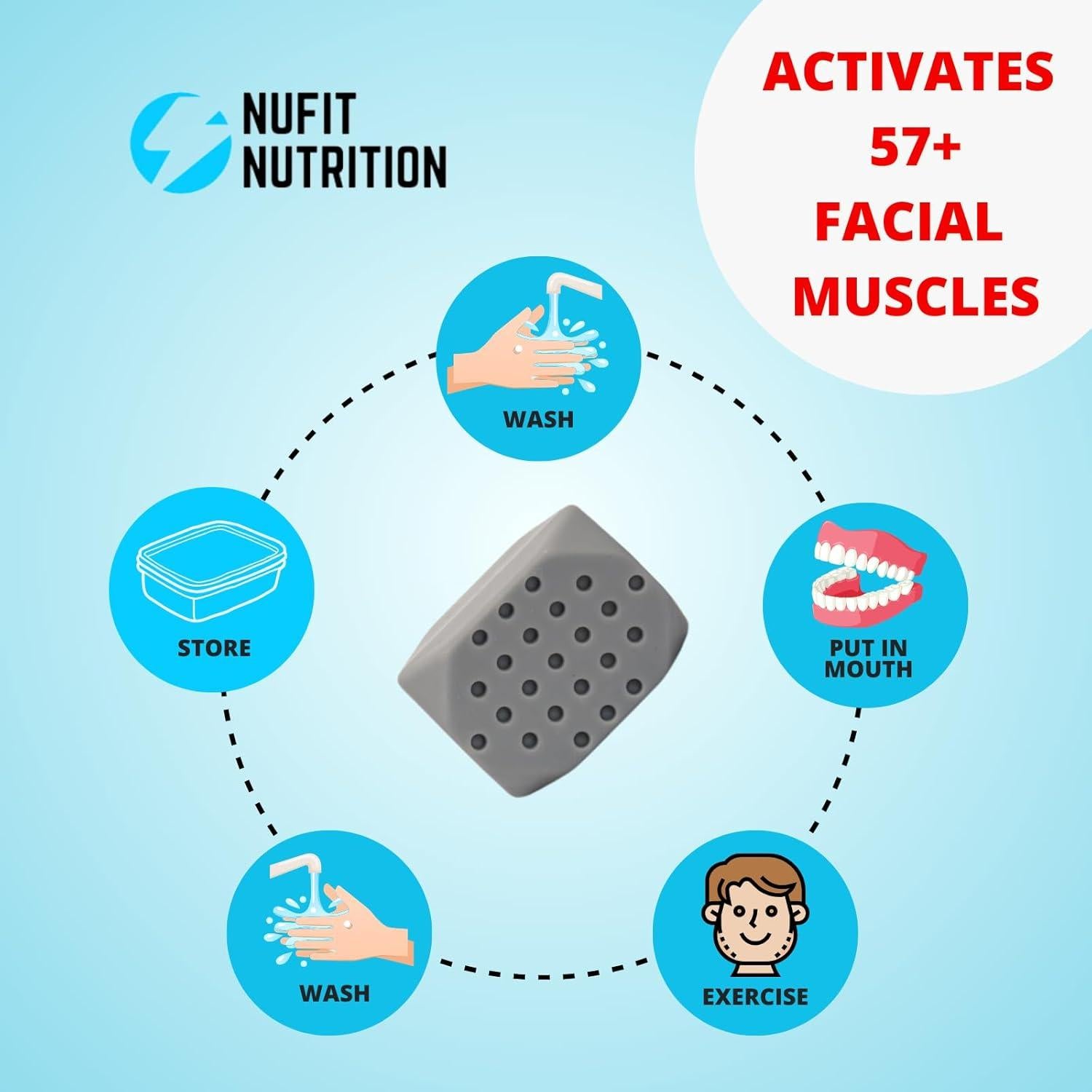 Ejercitador de Mandíbula NuFit Nutrition - 3 Niveles Resistencia