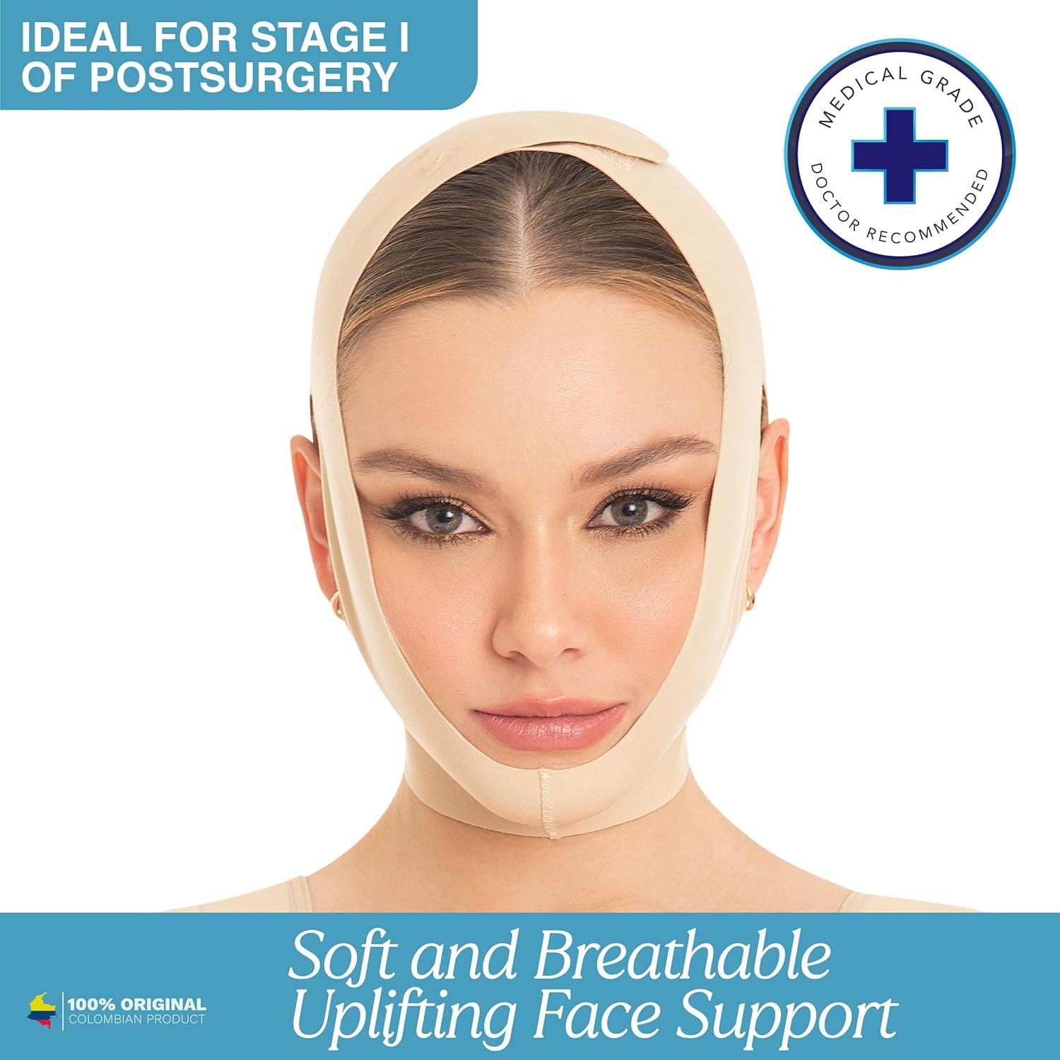 Faja Reductora Facial M&D Mentonera Beige Postquirúrgica