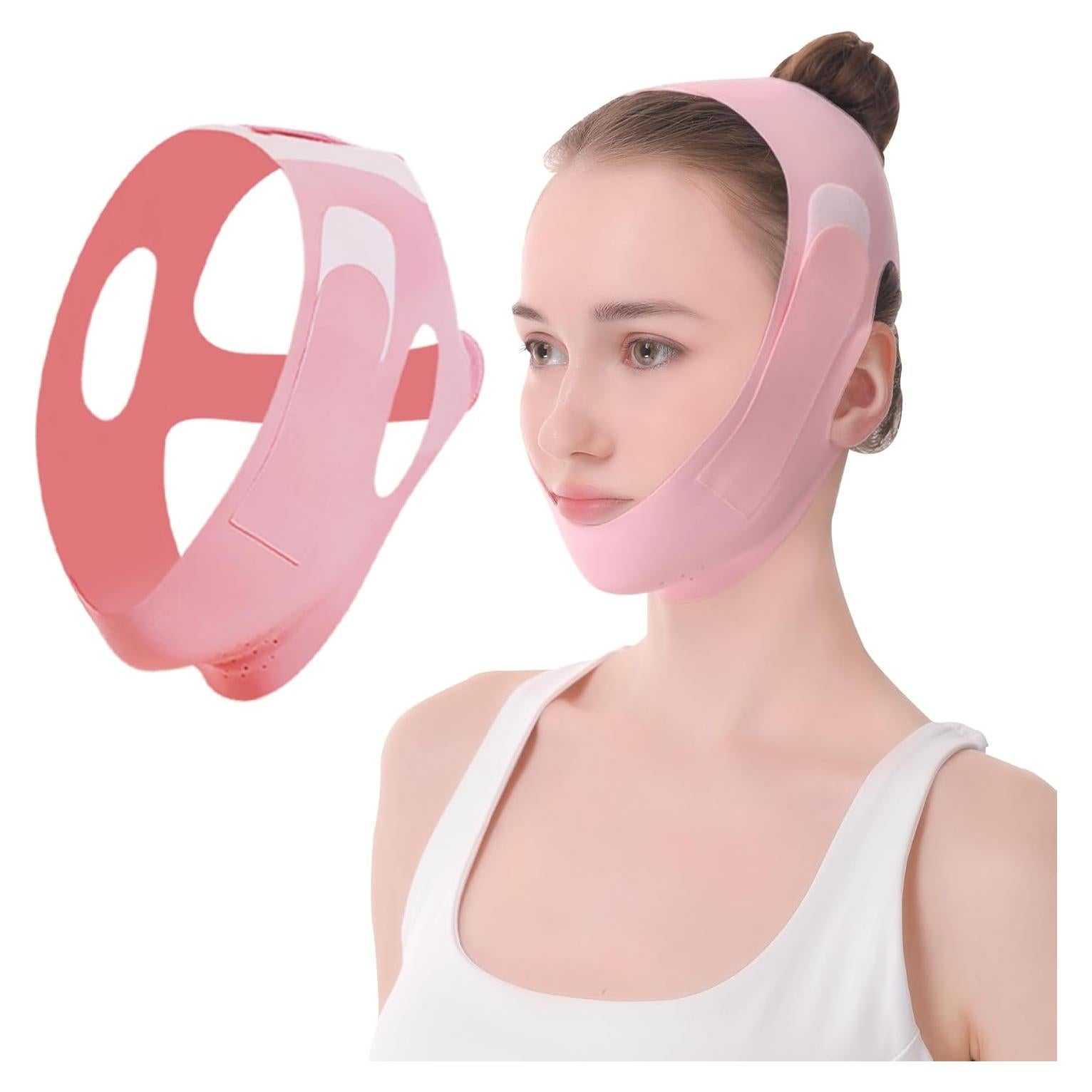 Mascarilla V-Line TOSOUATOP Rosa Reutilizable Efecto Elevador