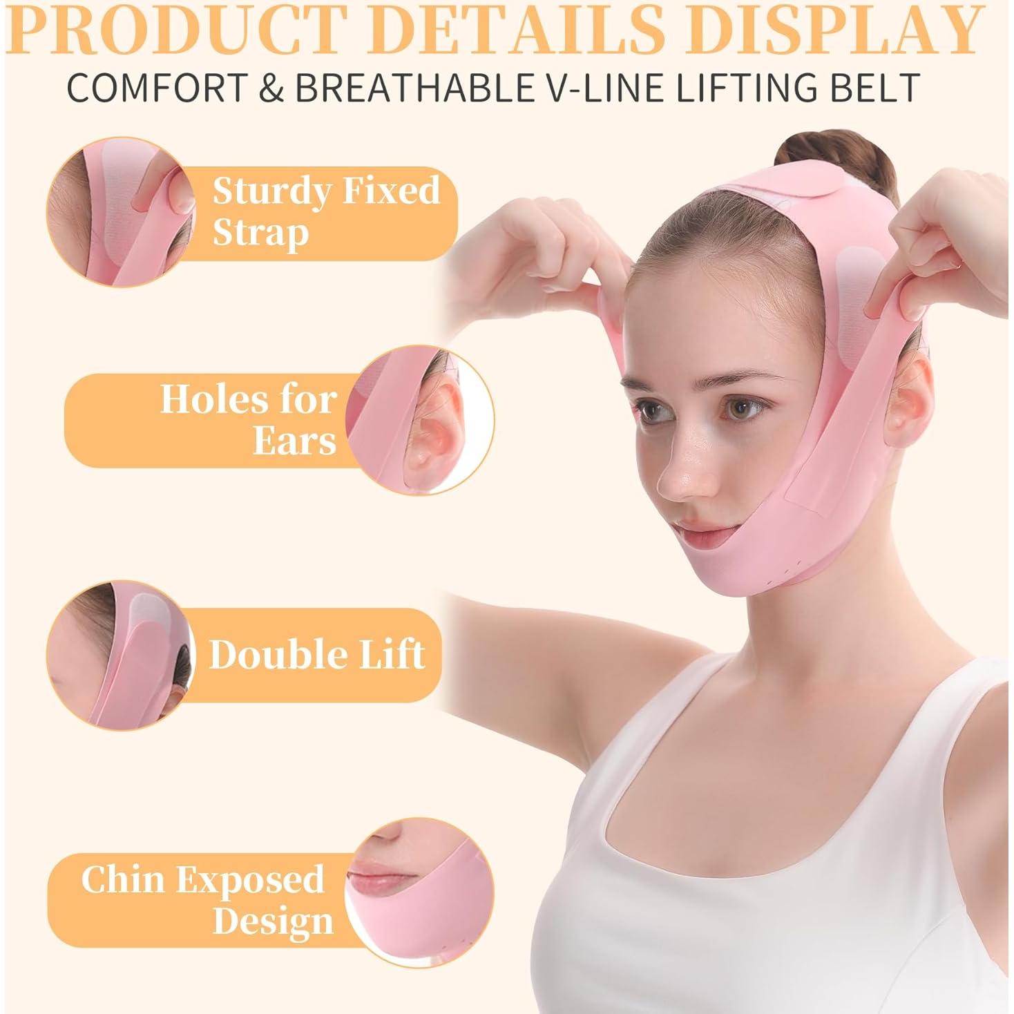 Mascarilla V-Line TOSOUATOP Rosa Reutilizable Efecto Elevador