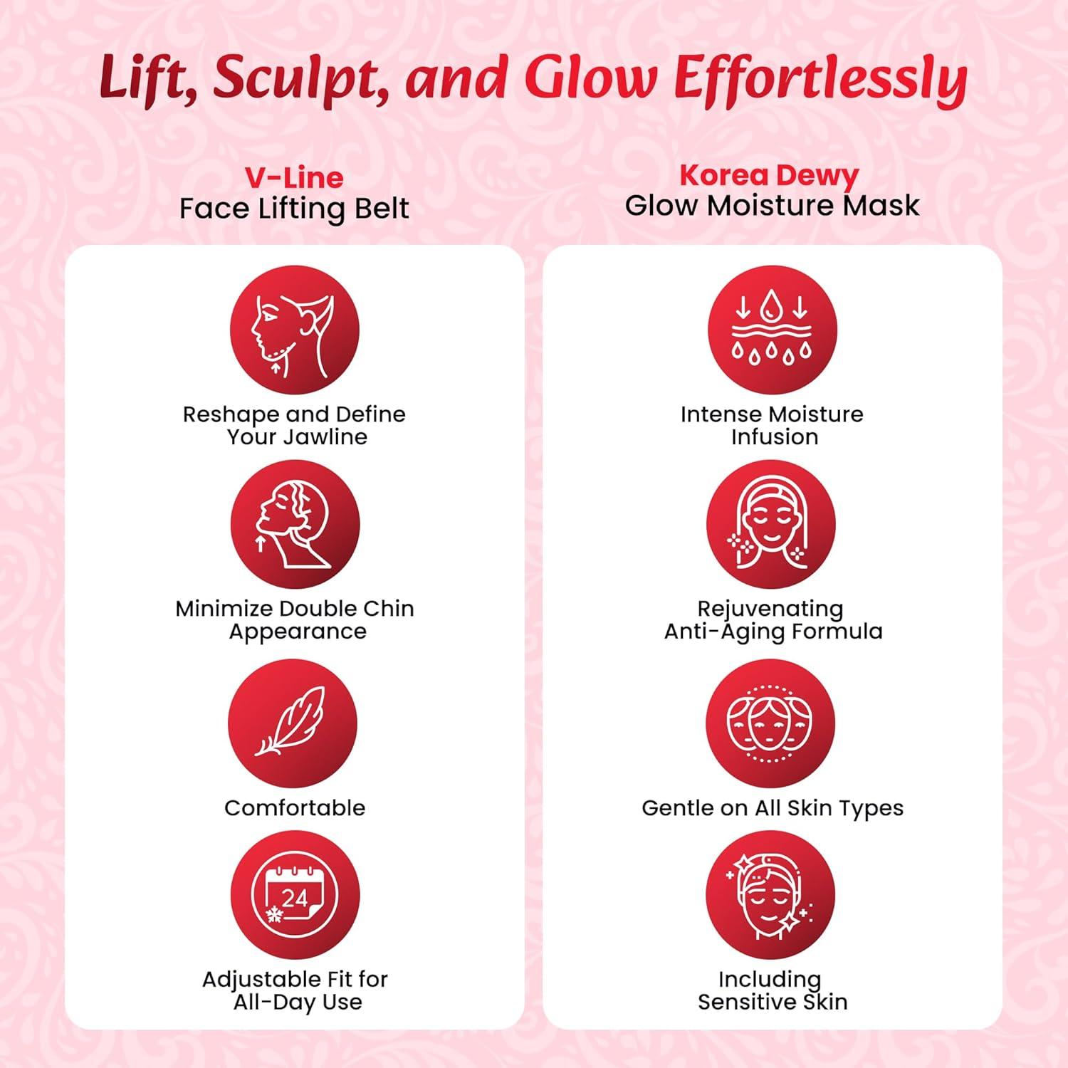 Cinturón Facial V Line Real Jane + 6 Máscaras Hidratantes