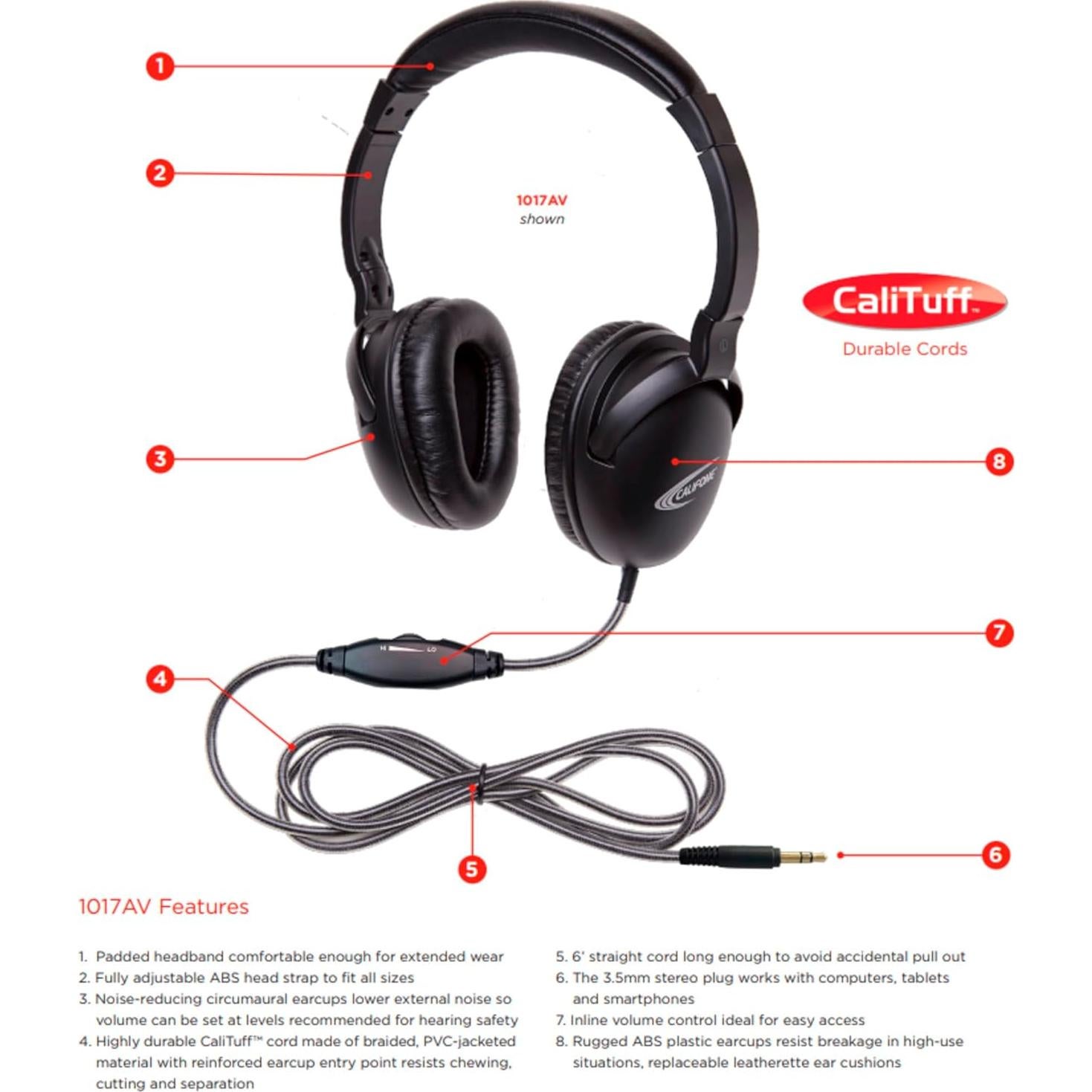 Auricular Califone NeoTech Plus 1017AV 3.5mm Negro