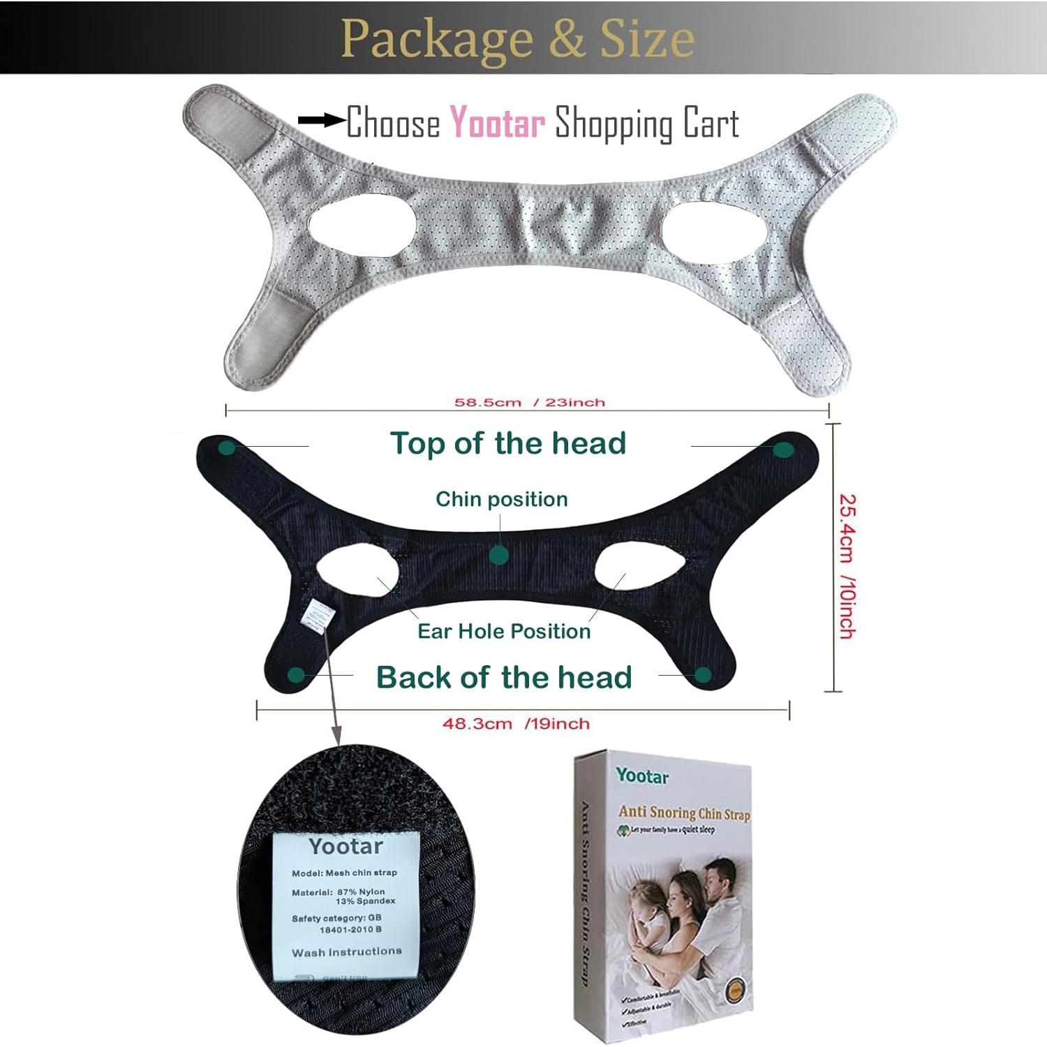 Correa de Barbilla CPAP Yootar Ajustable Anti Ronquidos 2 Pzas