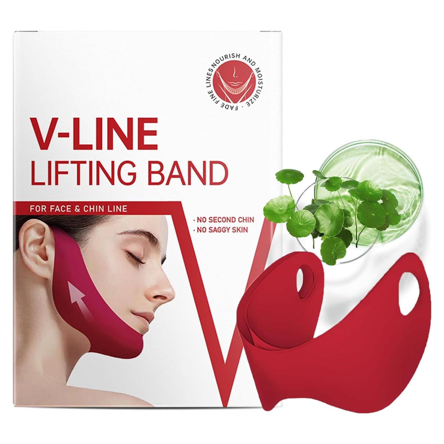 V Line Lifting Mask, Double Chin Mask, Double Chin Reducer, Neck Skin Chin Contour Tightening Firming Face Lift Tape Mask, Chin Strap for Double Chin for Women, with Collagen, Hydrating Anti-aging