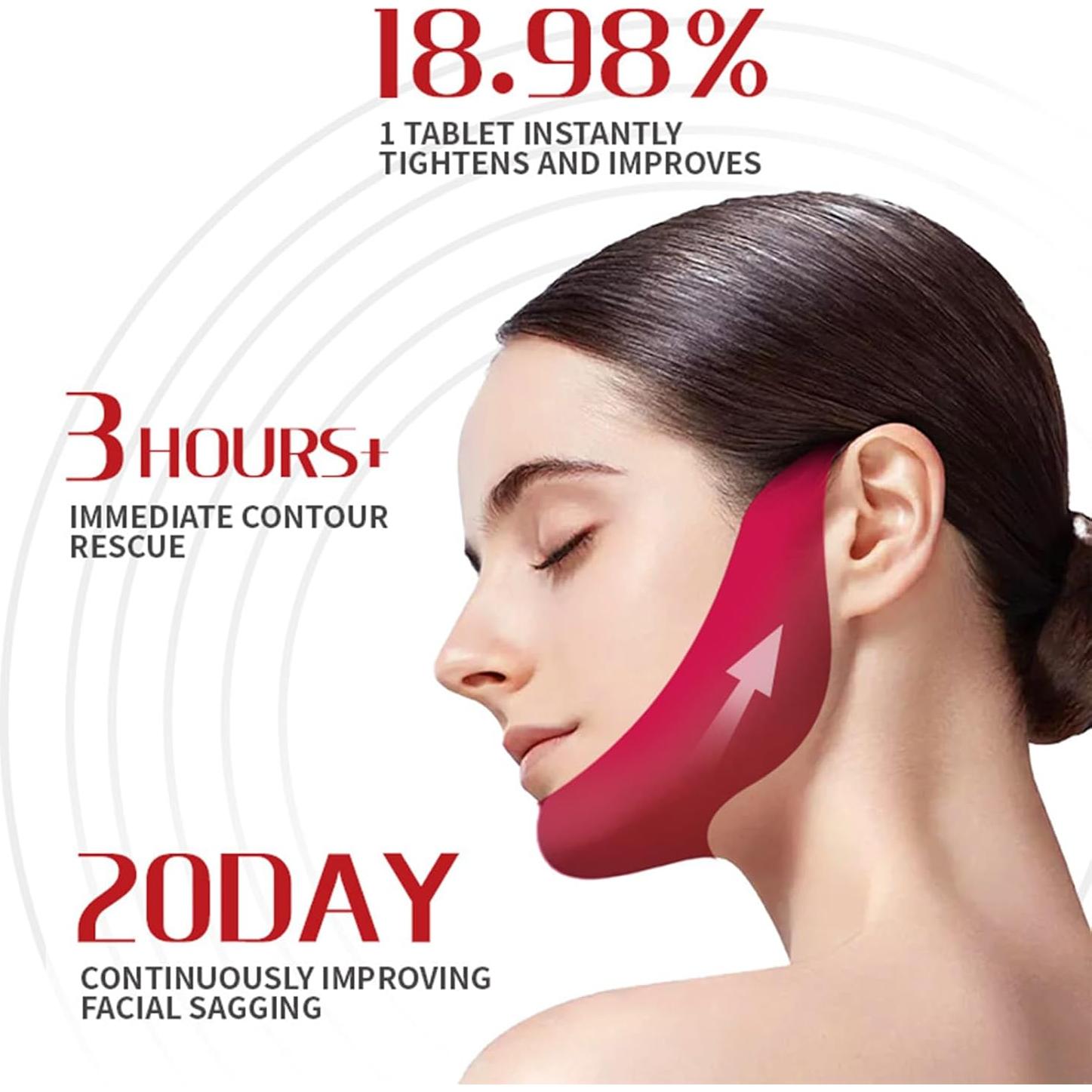 V Line Lifting Mask, Double Chin Mask, Double Chin Reducer, Neck Skin Chin Contour Tightening Firming Face Lift Tape Mask, Chin Strap for Double Chin for Women, with Collagen, Hydrating Anti-aging