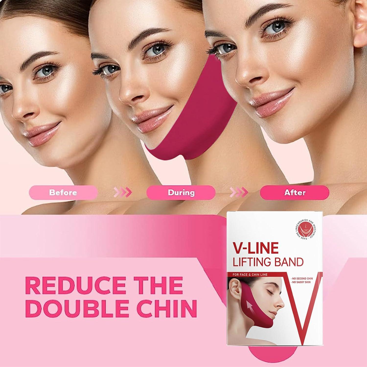 V Line Lifting Mask, Double Chin Mask, Double Chin Reducer, Neck Skin Chin Contour Tightening Firming Face Lift Tape Mask, Chin Strap for Double Chin for Women, with Collagen, Hydrating Anti-aging