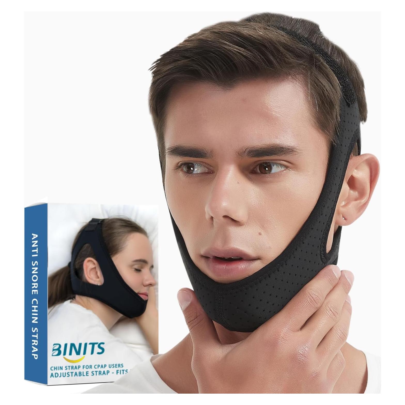 Correa de Barbilla Ajustable BINITS para Ronquidos - Negro