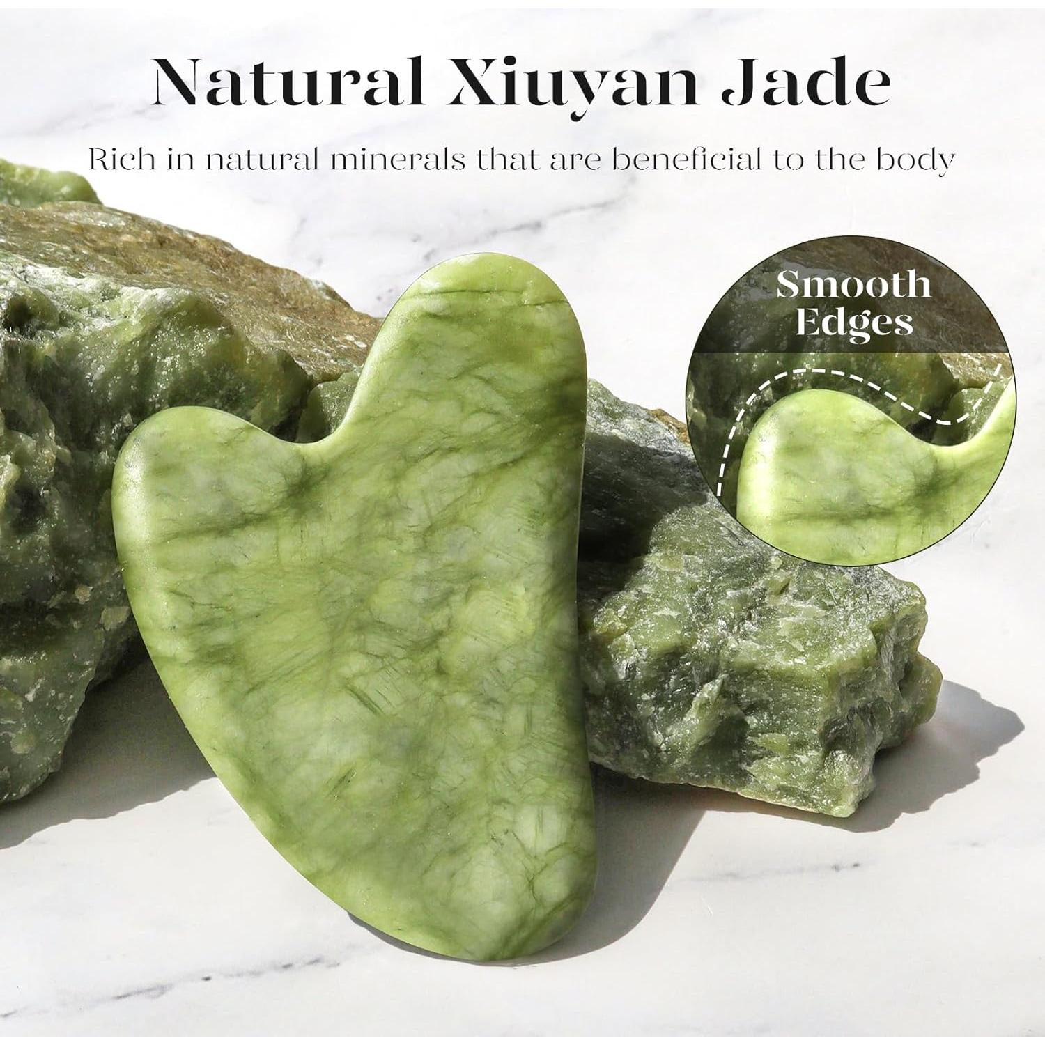 Gua Sha Facial BAIMEI Jade Verde para Cuidado de la Piel