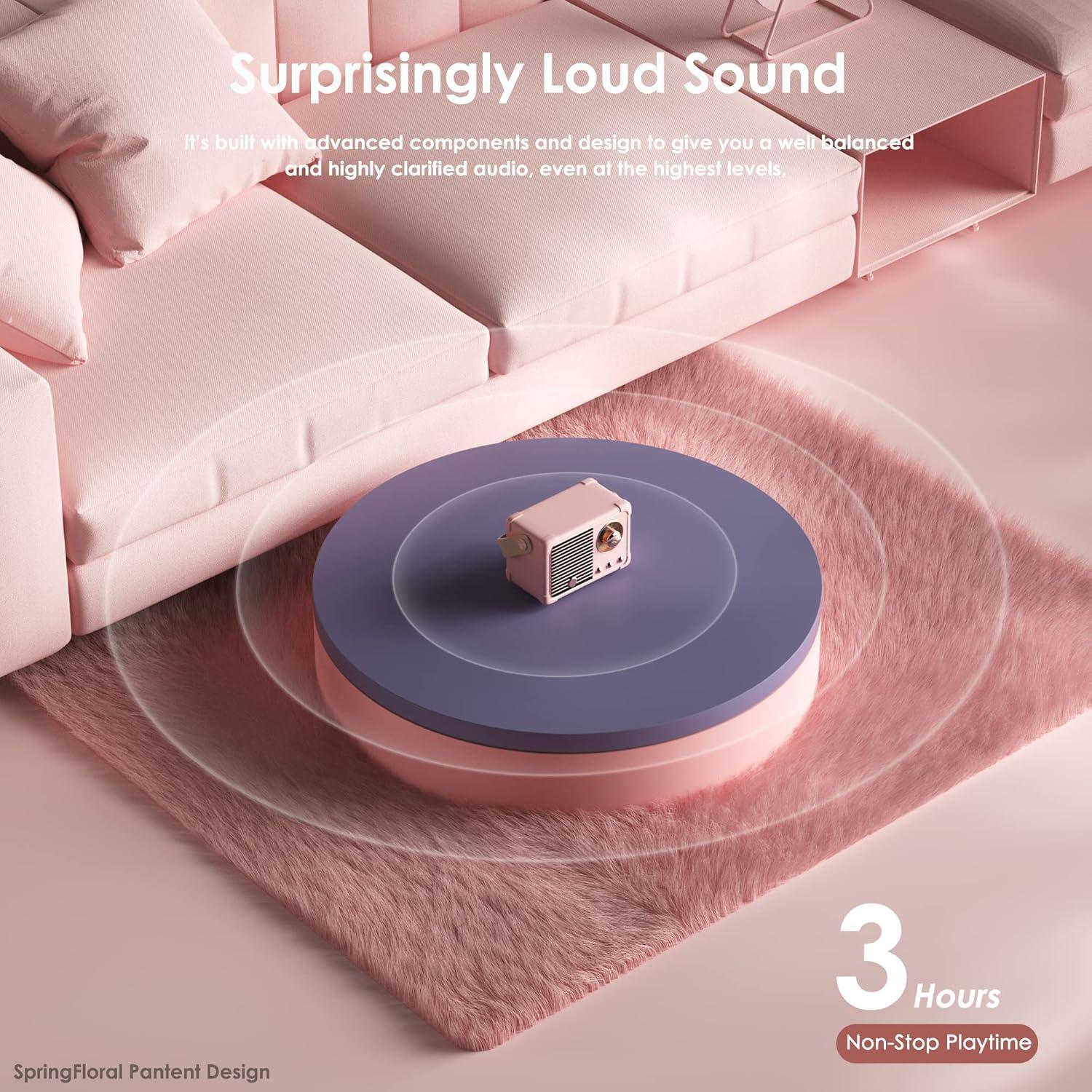 Altavoz Bluetooth SpringFlora Retro Rosa 3W Compacto