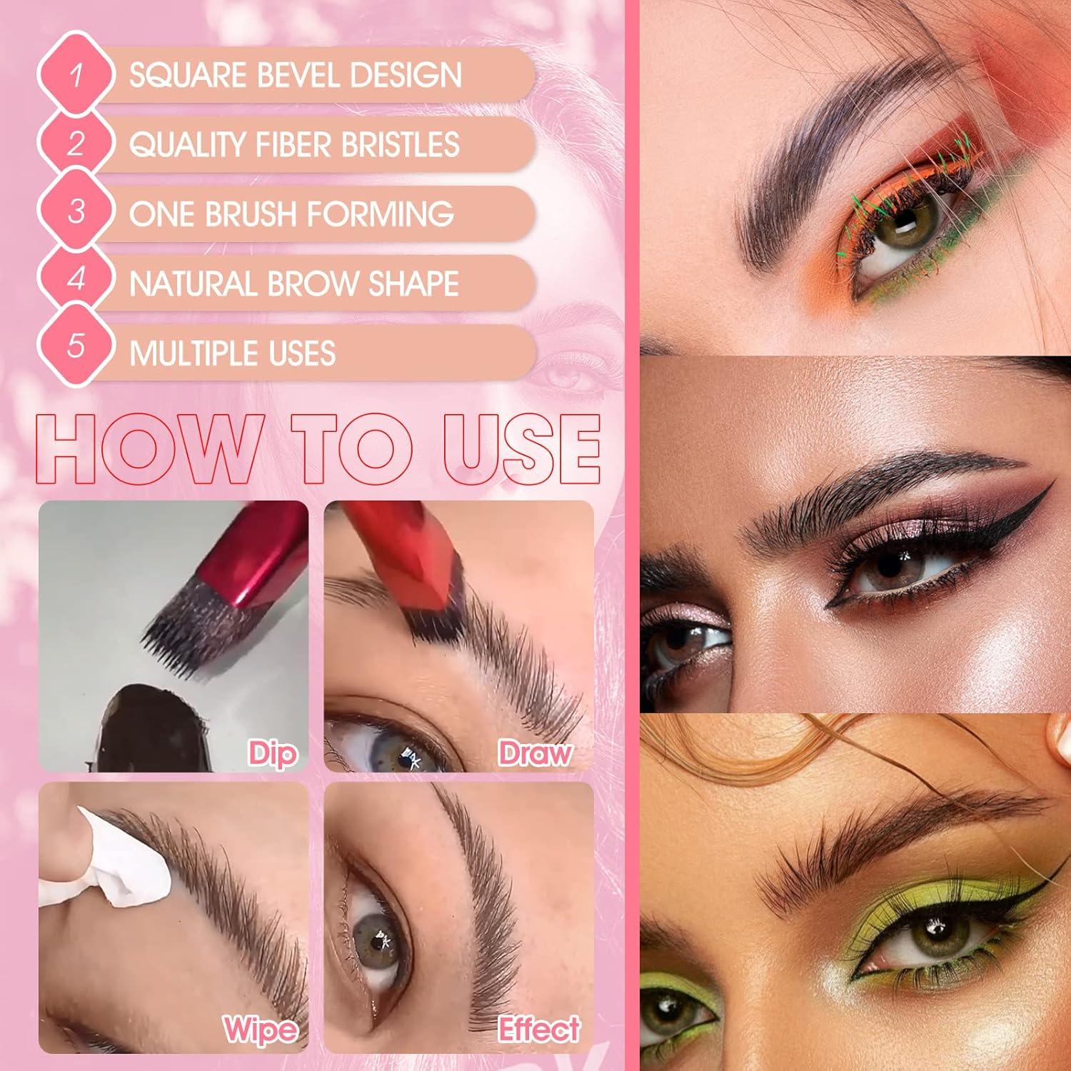 2 Cepillos de Cejas Multifuncionales LSxia 14cm Angulados