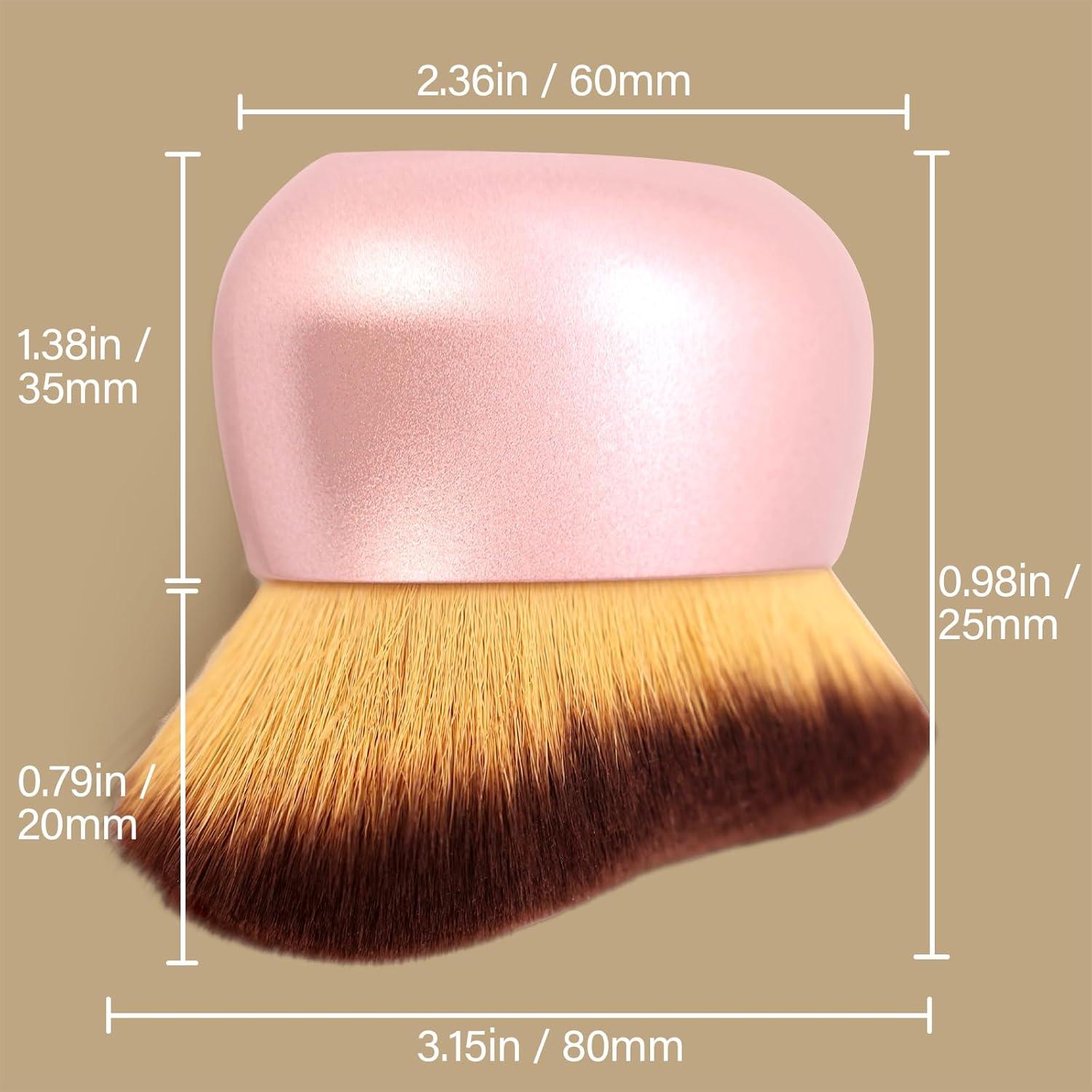Brocha Kabuki Rosa Oro 75 mm para Maquillaje Corporal