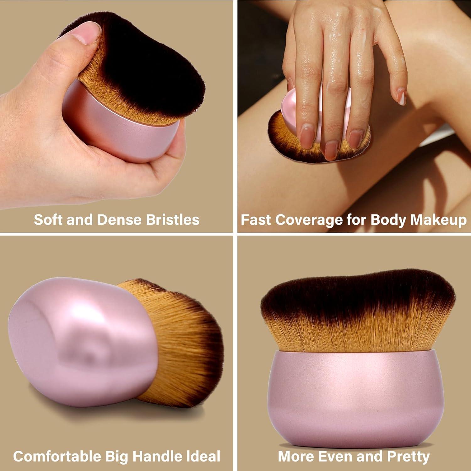 Brocha Kabuki Rosa Oro 75 mm para Maquillaje Corporal